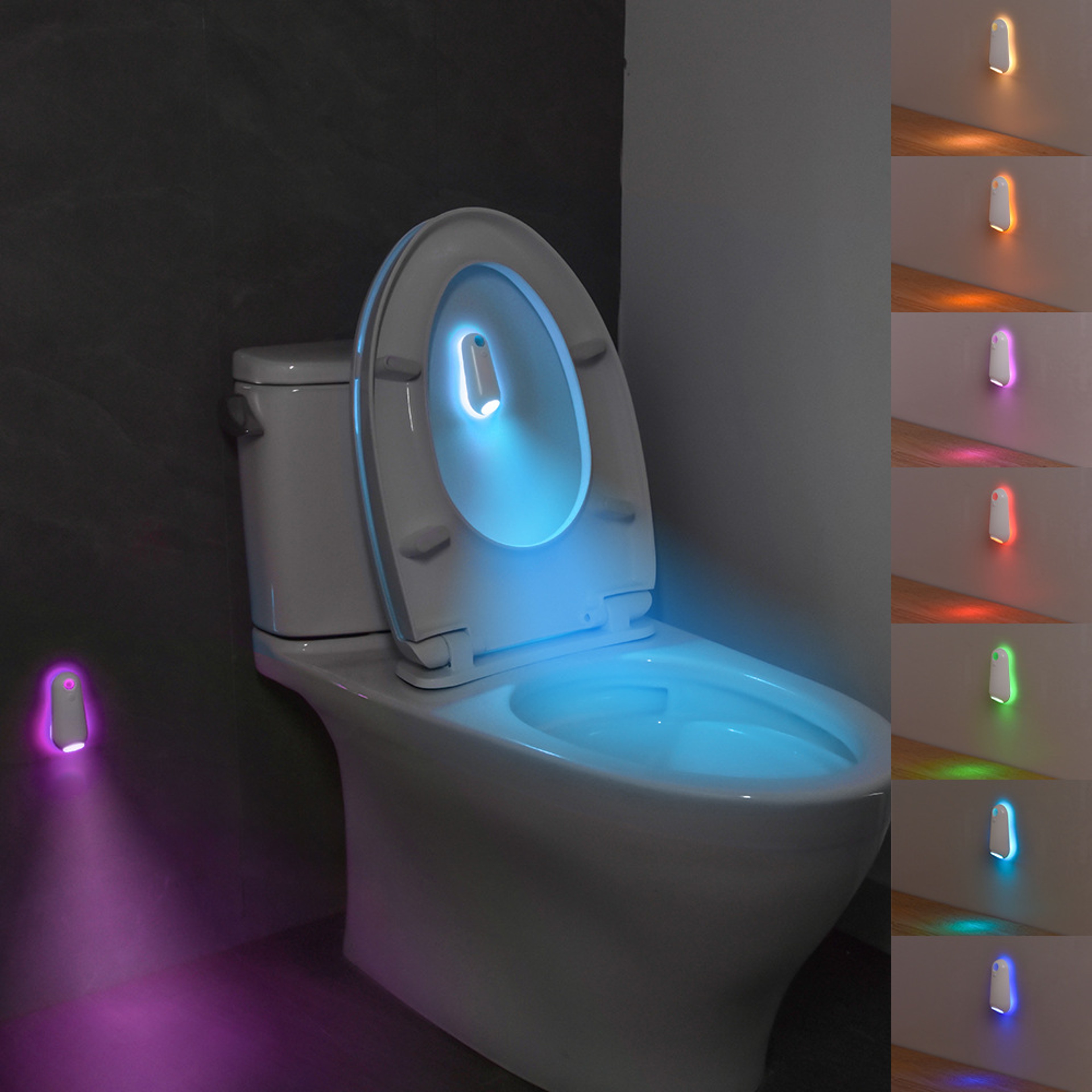Smart Motion Sensor Night Light USB Rechargeable LED Projector Toilet Lamp 2