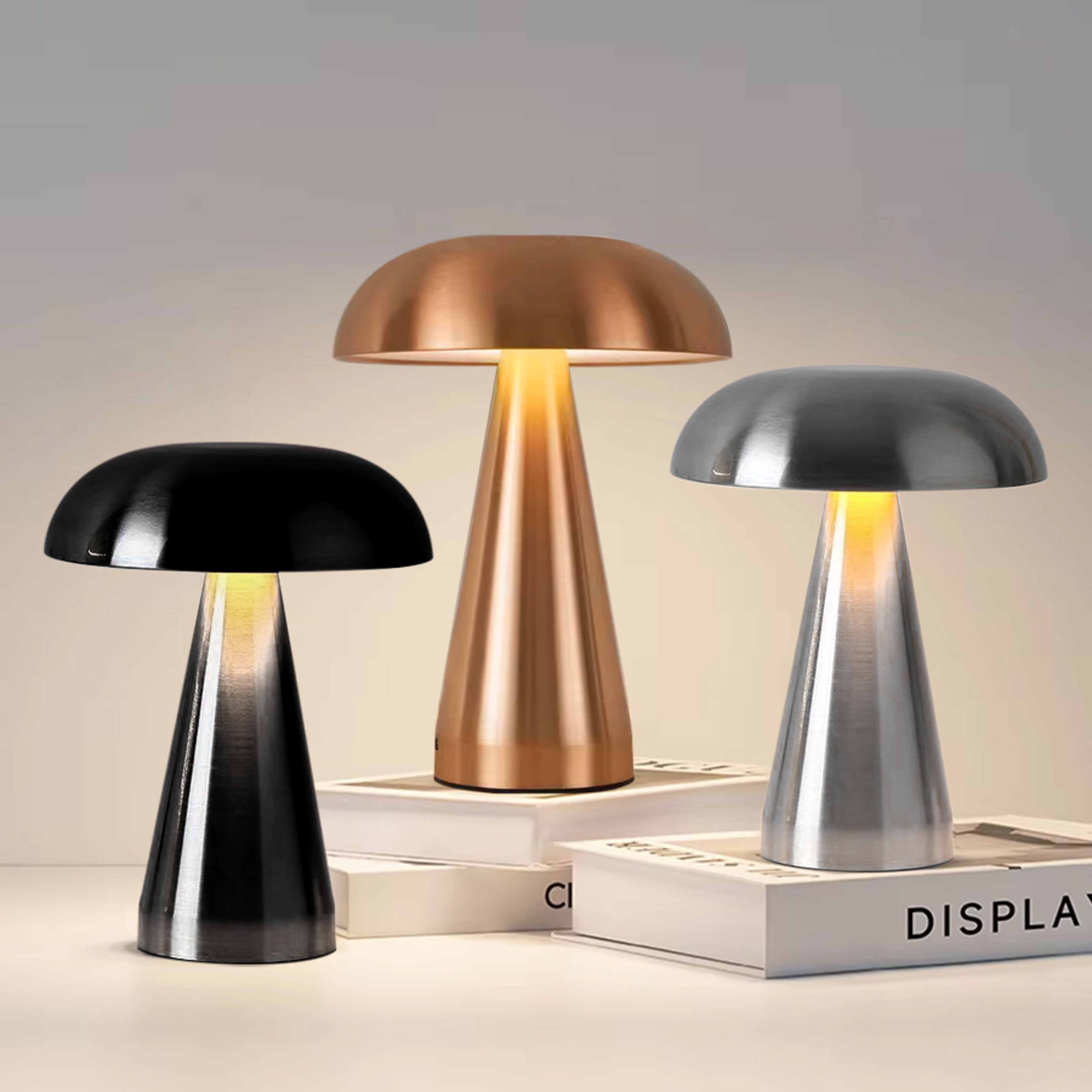 Retro Mushroom Night Light Touch Sensor Rechargeable LED Desk Lamp – view 1