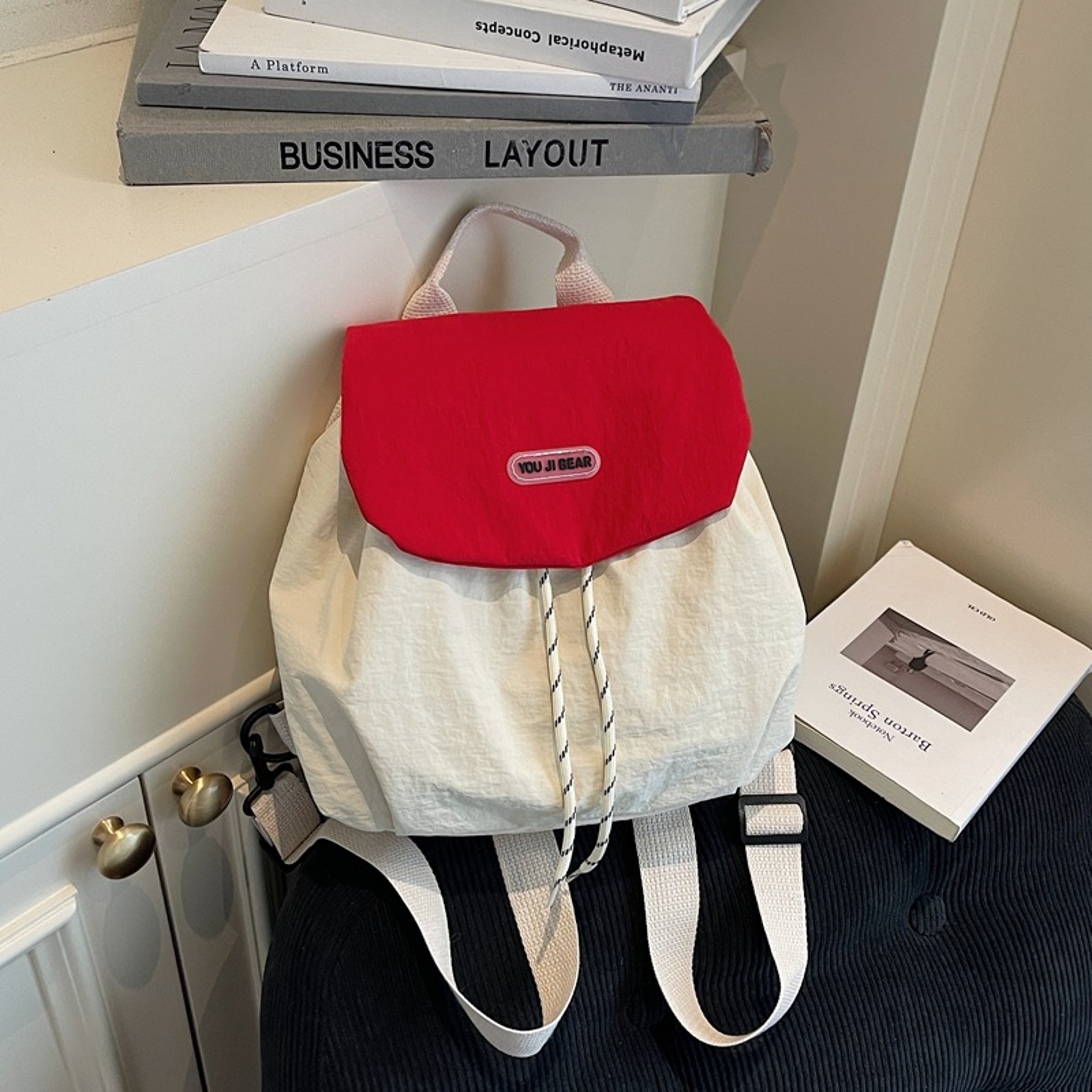 Soft Washed Fabric Women Backpack Large Storage Lightweight Korean Style Daypack 0