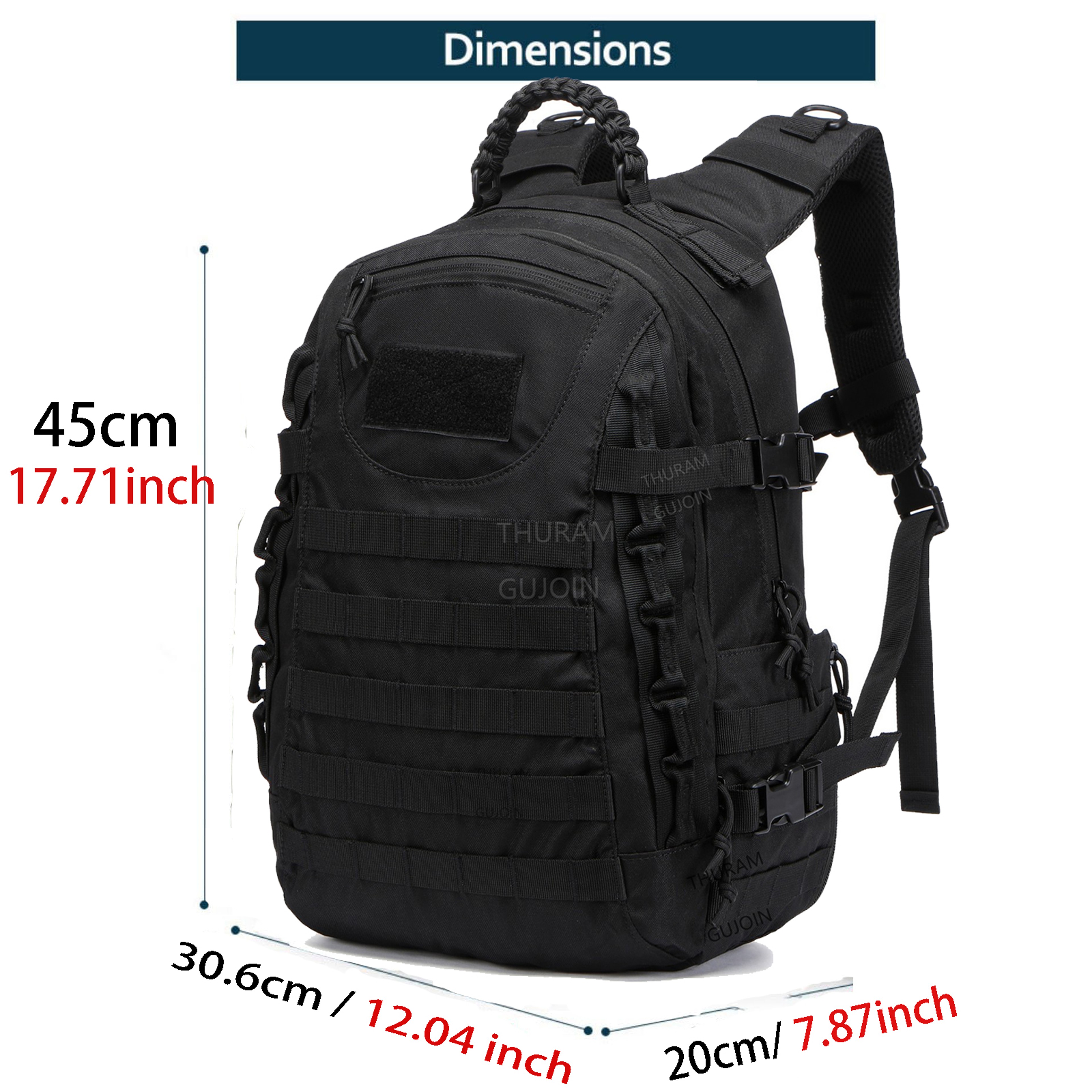 Tactical Backpack Waterproof MOLLE Backpack For Hiking Camping  Travel 3