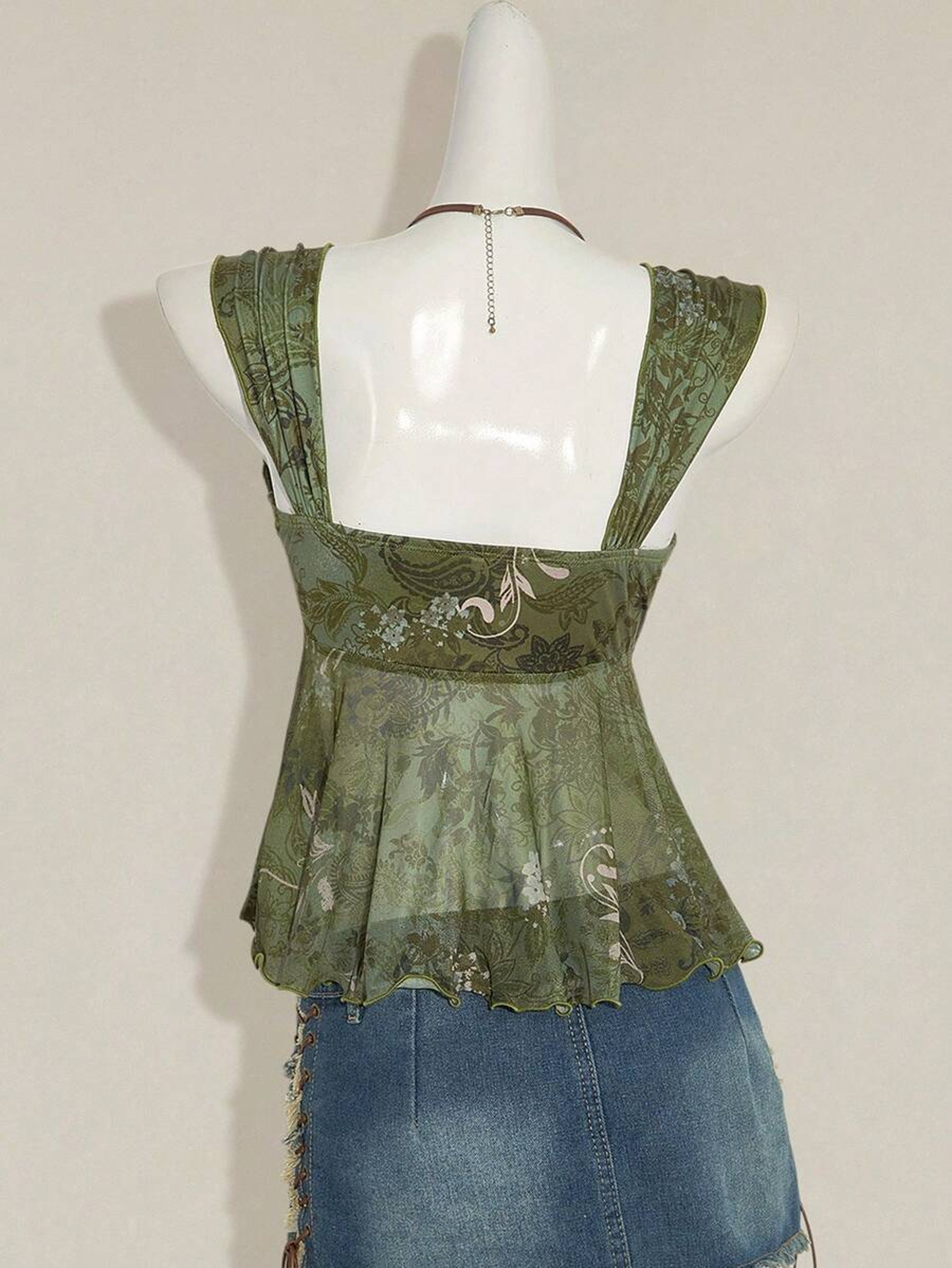 Sweetheart Neck Backless Mesh Knot Front Pleated A Line Crop Top For Women 1