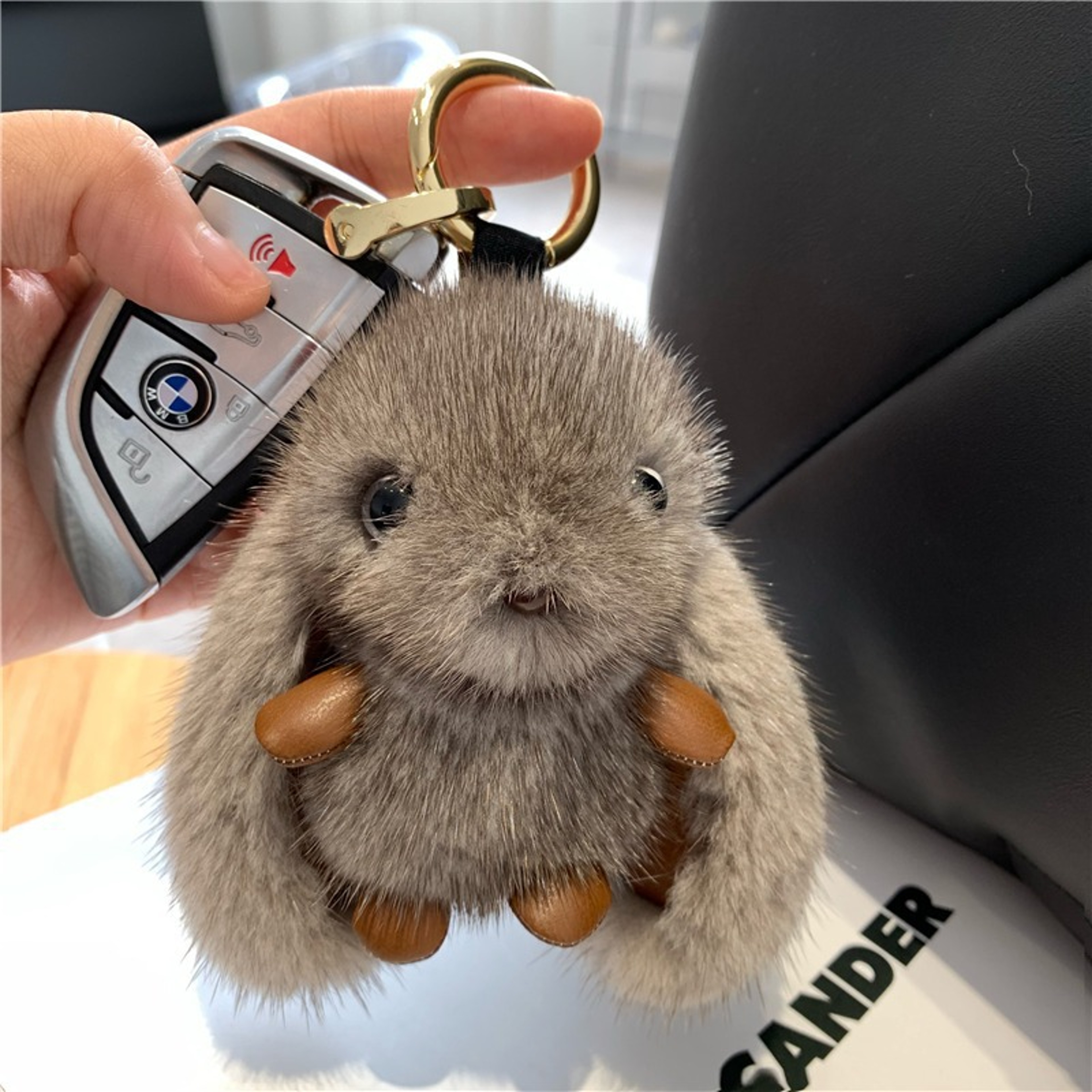 Cute Rabbit Keychain Ring Fluffy Pom Pom Bunny Charm Bag Pendant Gift 5
