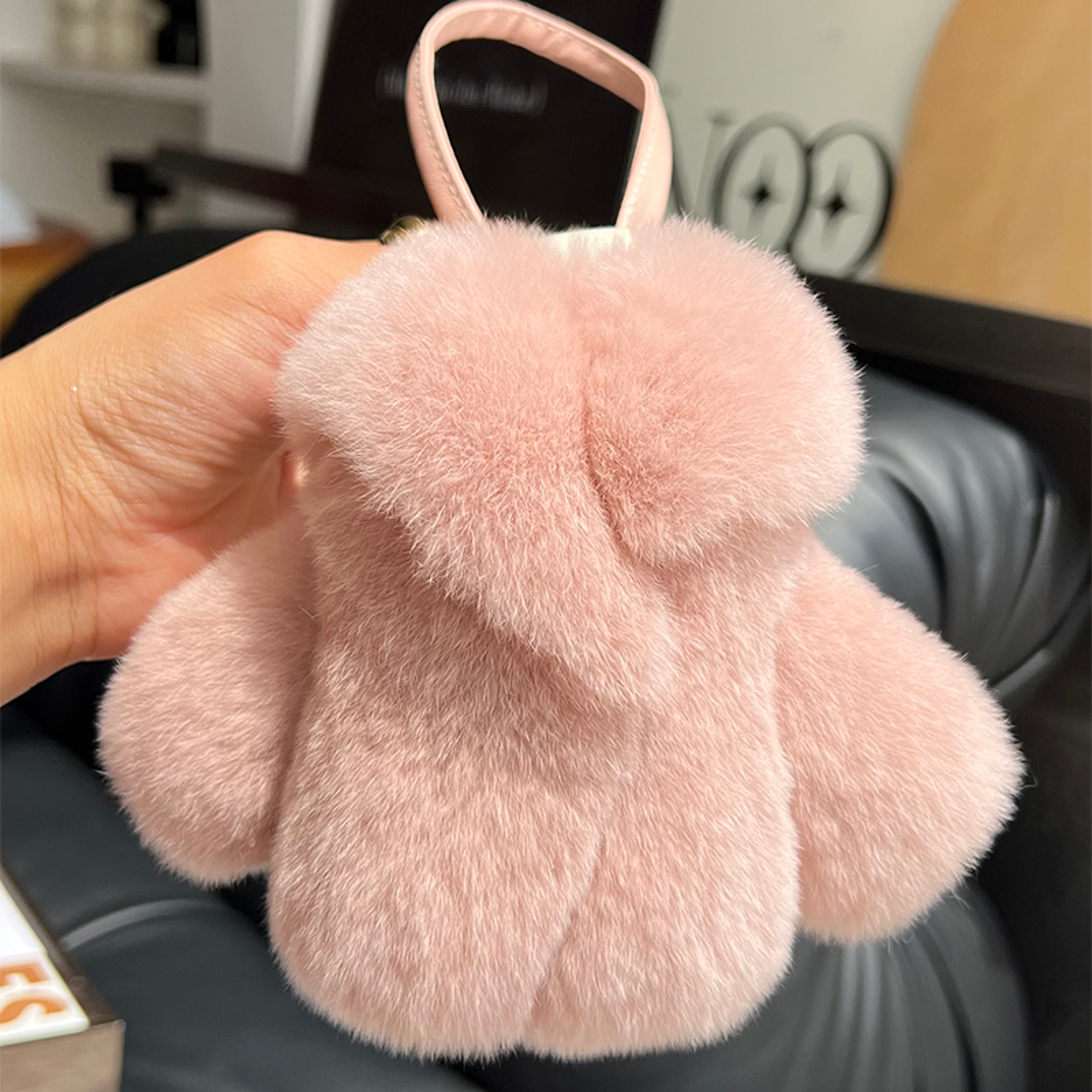Rex Rabbit Fur Keychain Fluffy Bunny Bag Charm Cute Gift Accessory 7