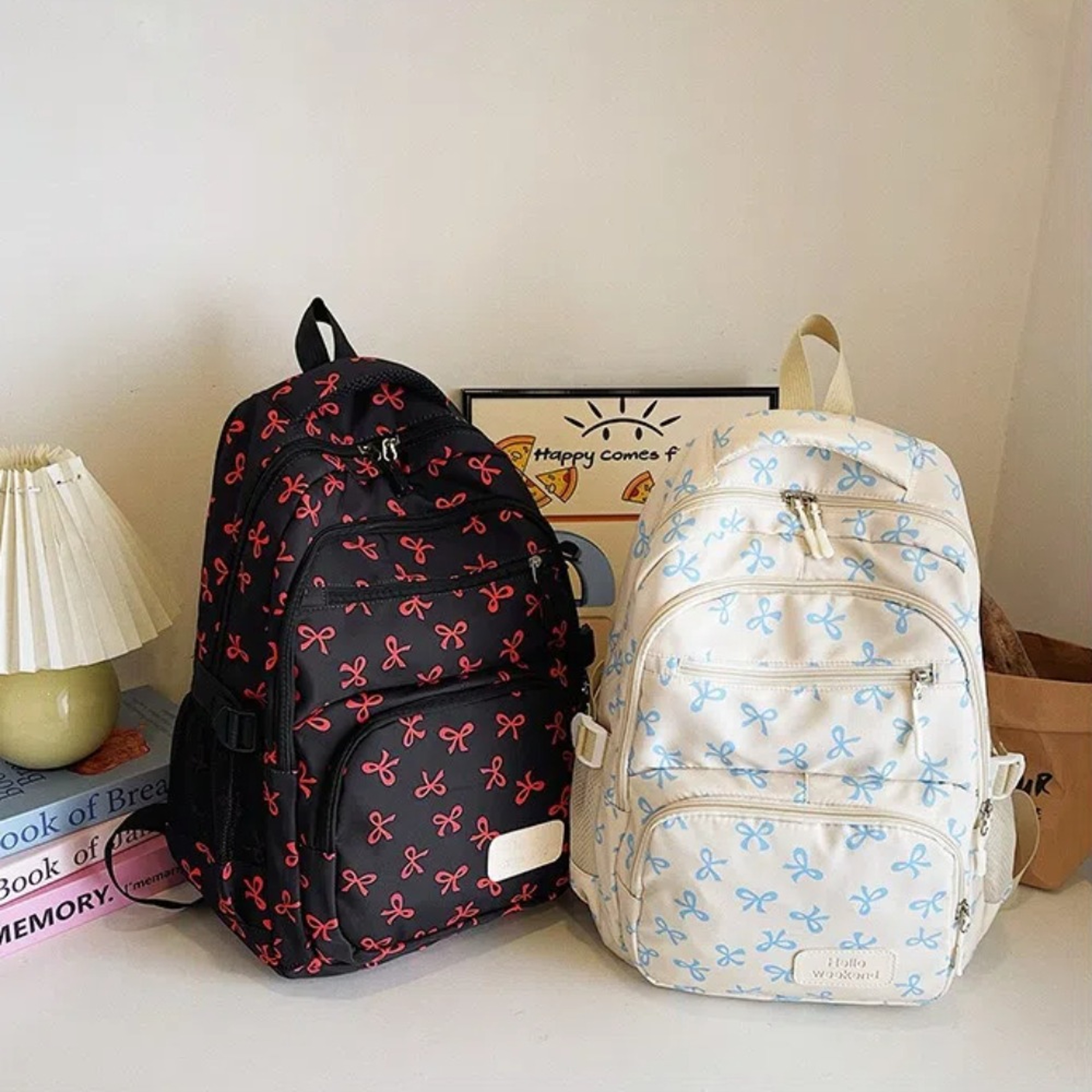 Cute Bow Backpack Large Capacity Student Backpack Set For Girls Travel And School 2