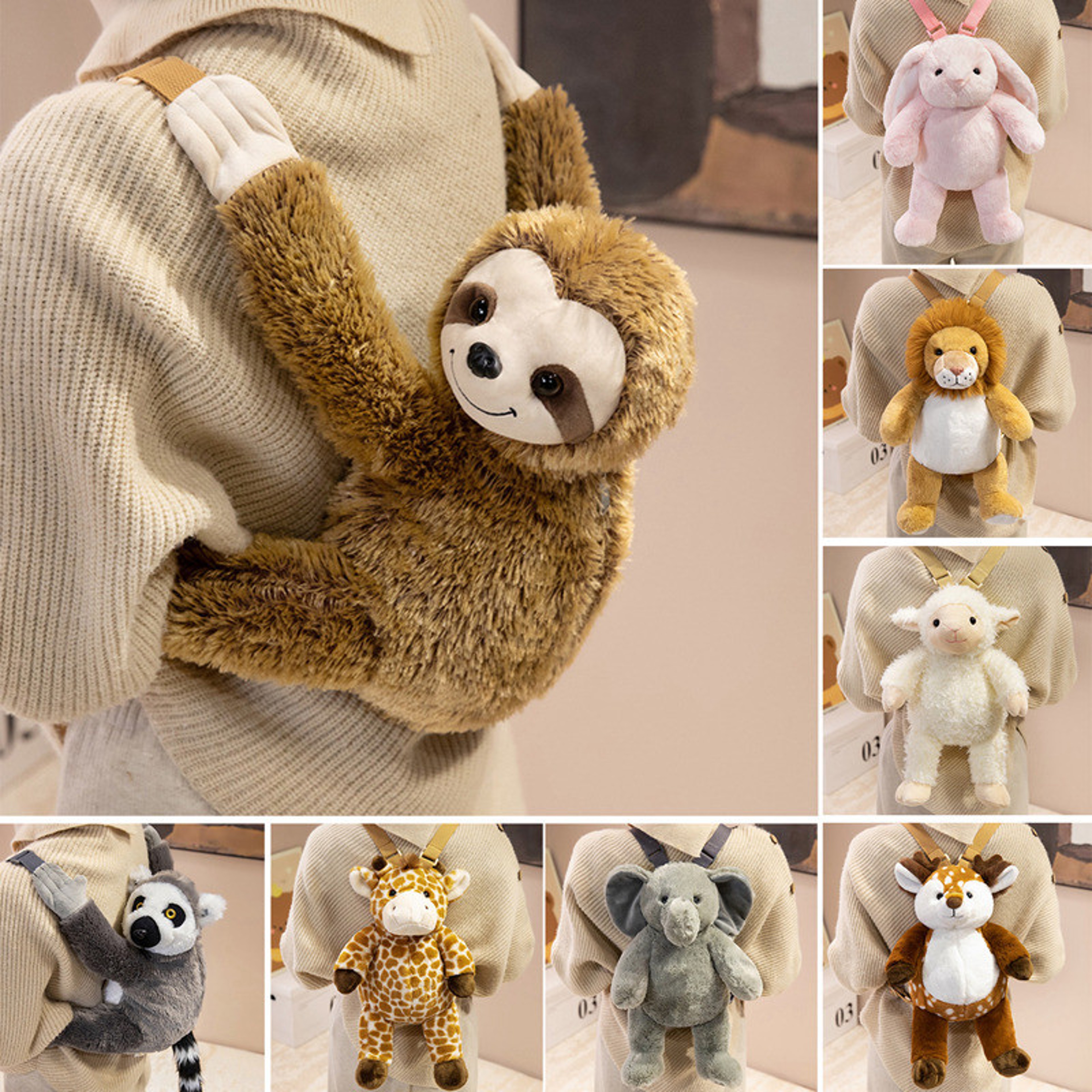 Plush Animal Backpack For Kids Soft Stuffed Animal Bag Cute School Travel Gift 1