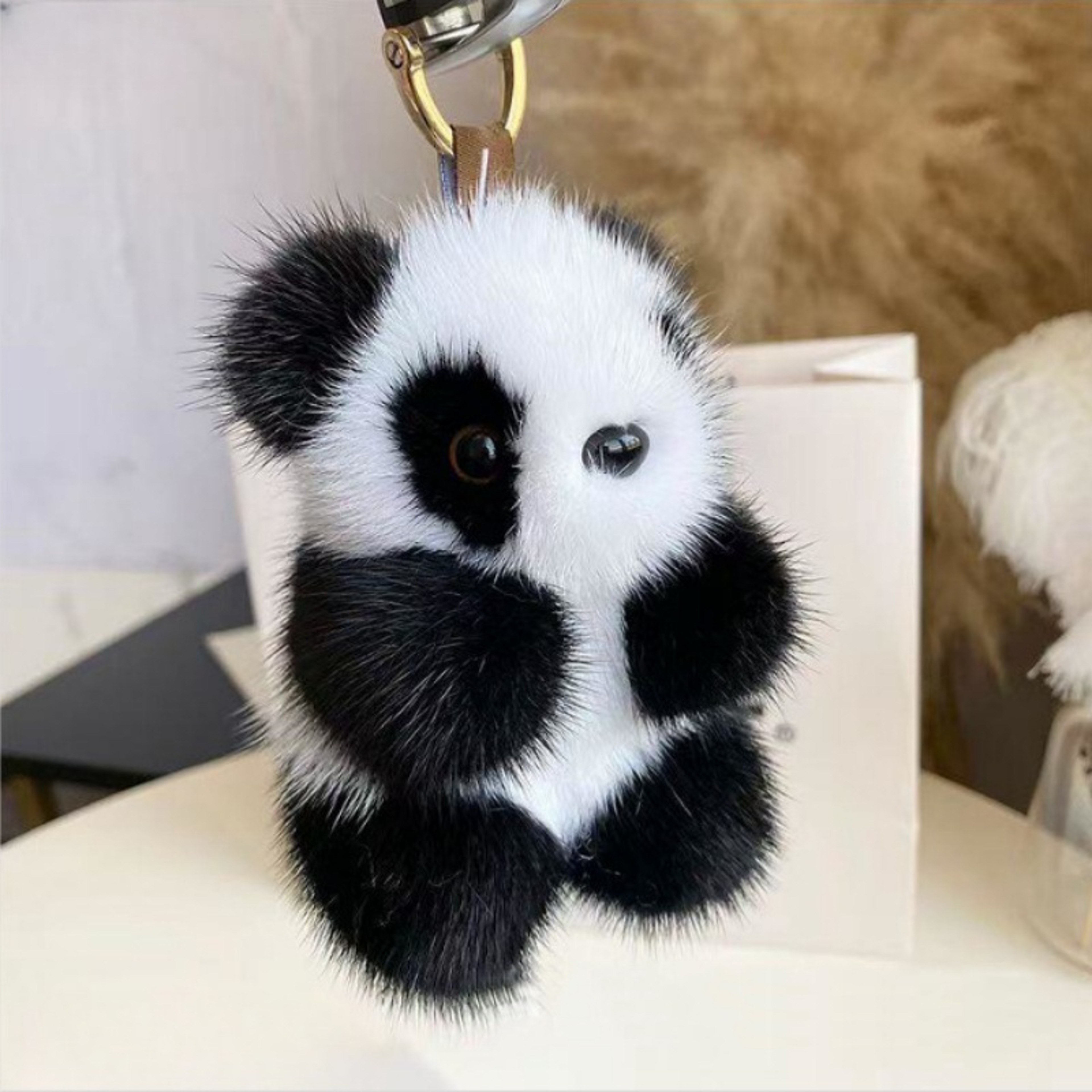 Cute Panda Plush Keychain for Bags and Keys  Soft Kawaii Plush Bag Charm – view 5