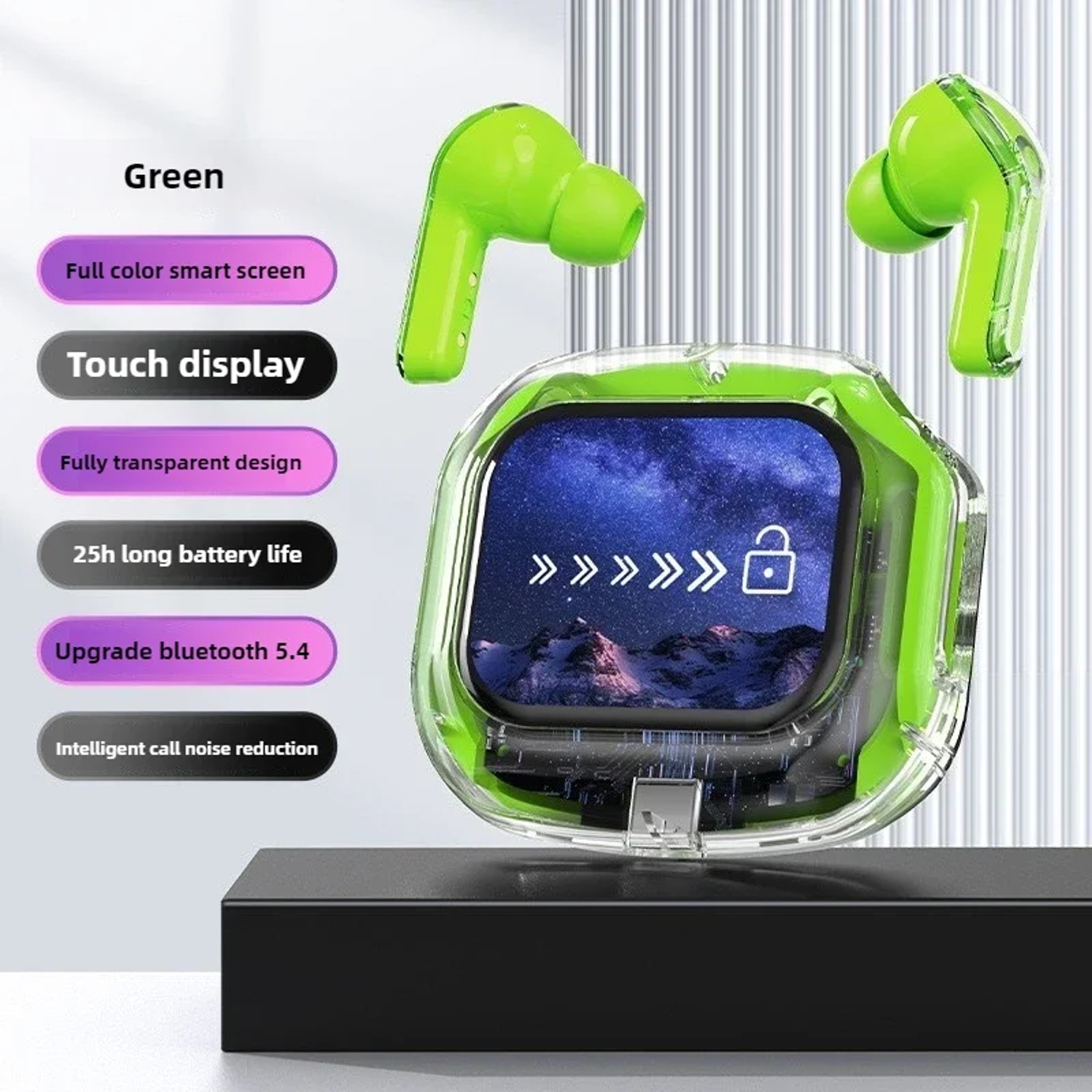 Smart Touch Screen Bluetooth Earbuds With LCD Display  HiFi Stereo Sound 11