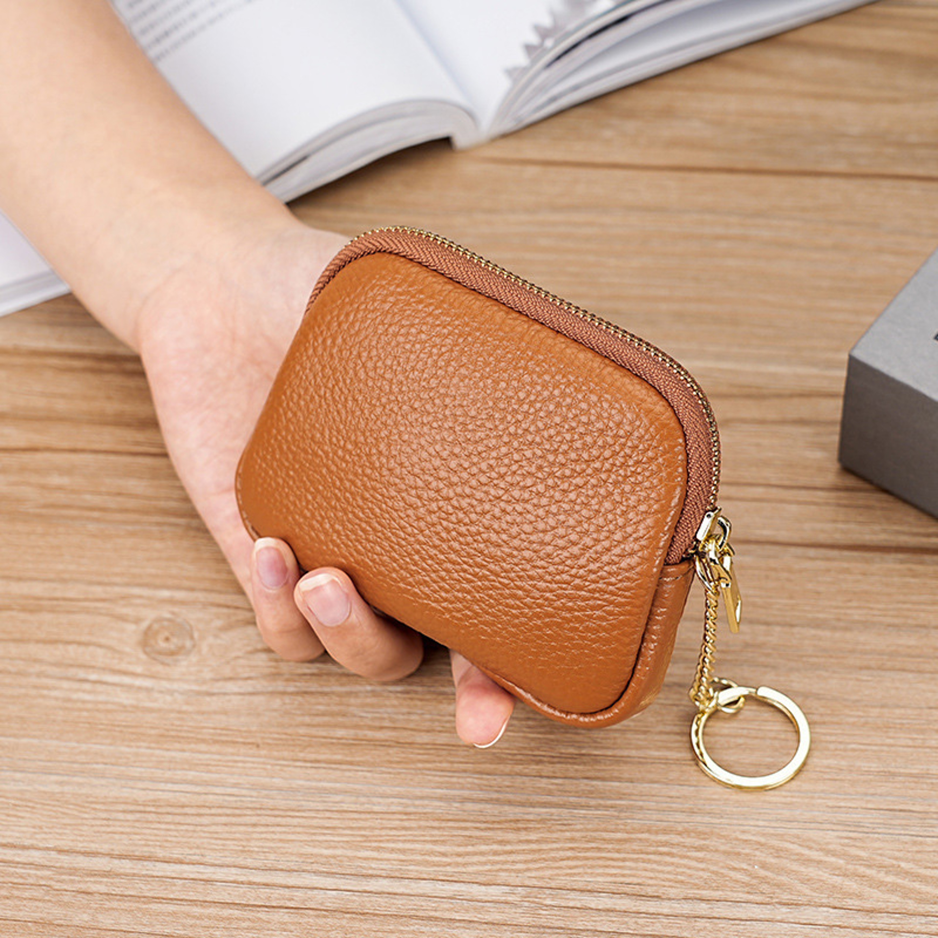 Multi Color Mini Coin Purse Keychain Wallet With Zipper PU Leather Small Wallet 0