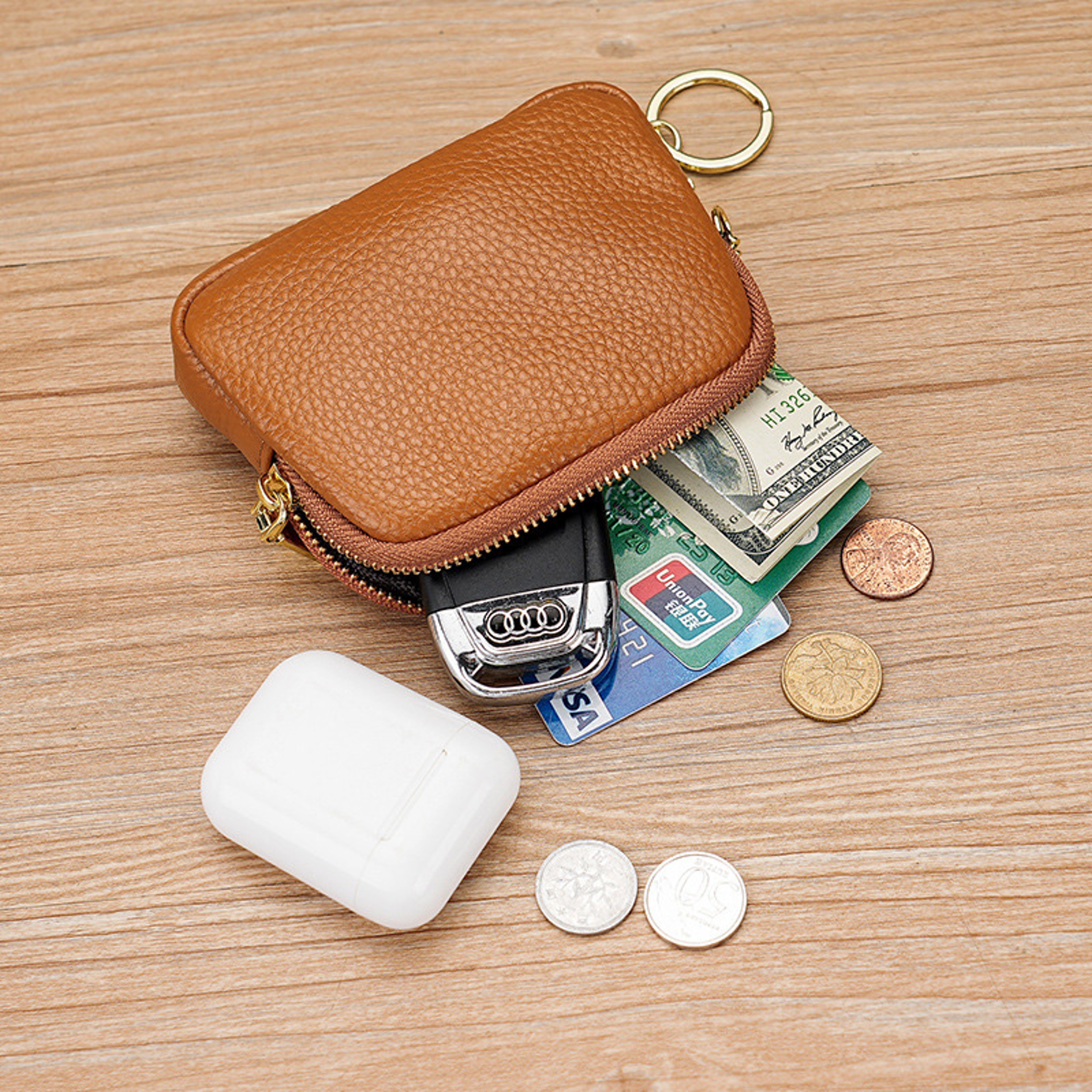 Multi Color Mini Coin Purse Keychain Wallet With Zipper PU Leather Small Wallet 2