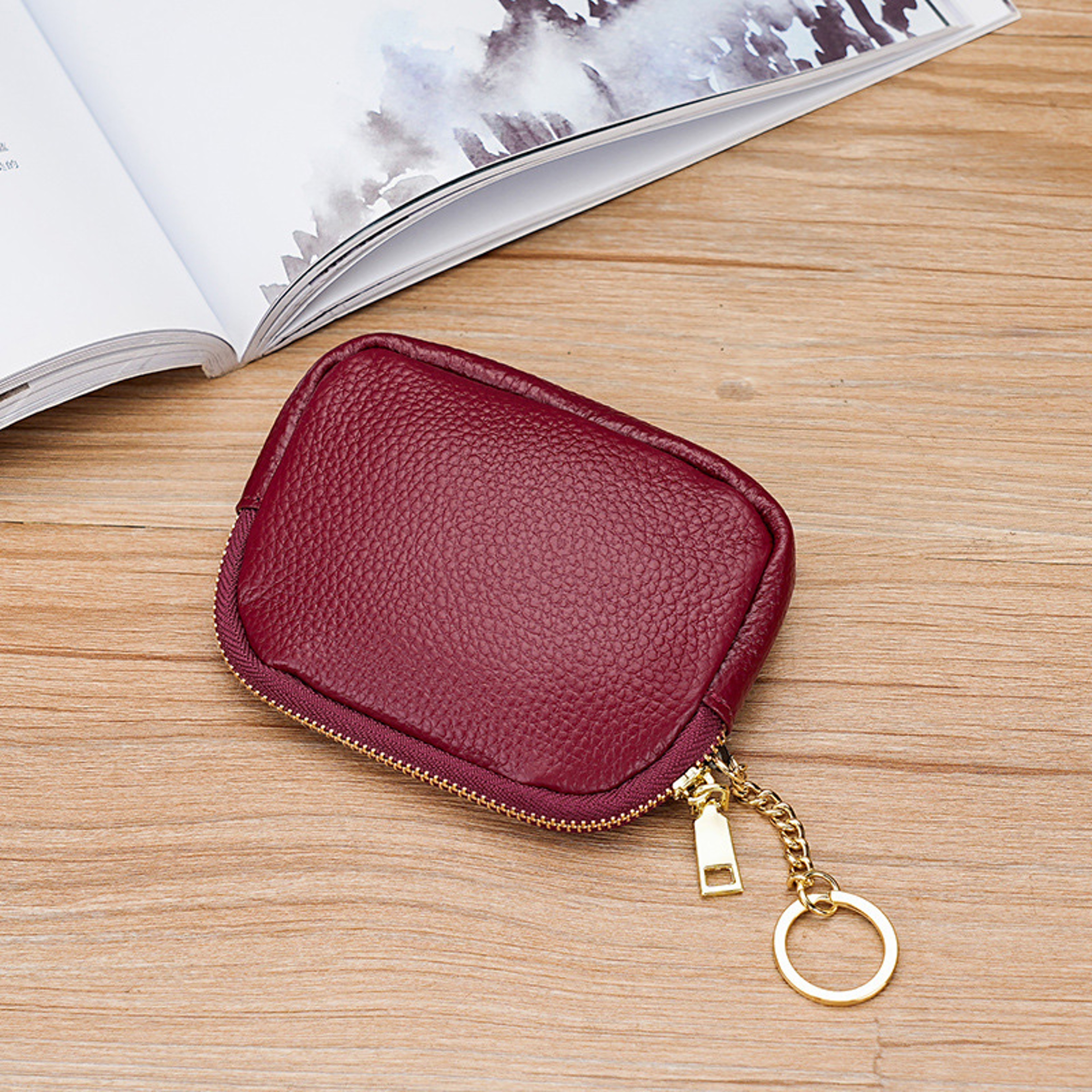 Multi Color Mini Coin Purse Keychain Wallet With Zipper PU Leather Small Wallet 5