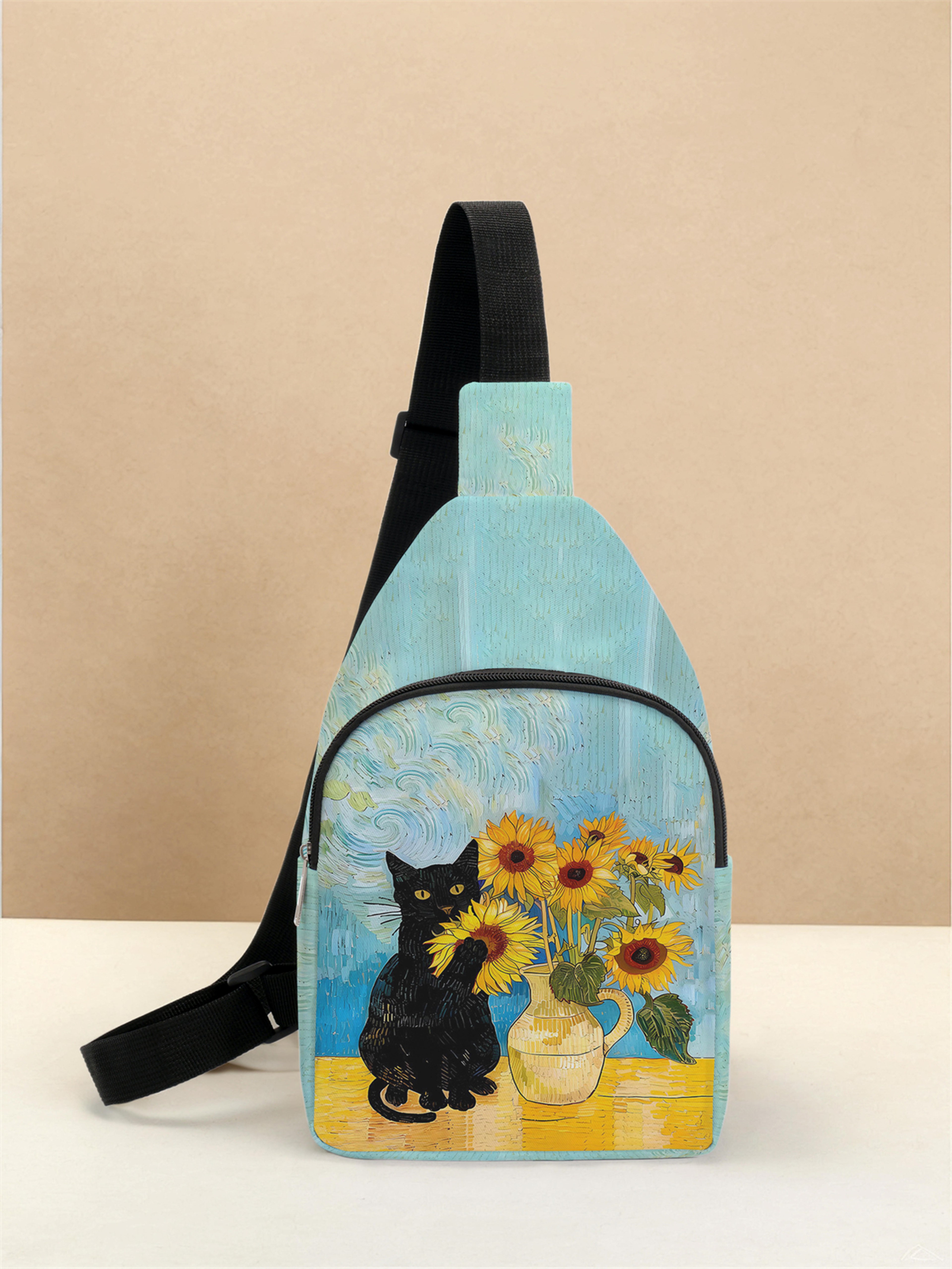 Cat Pattern Chest Bag Lightweight Crossbody Sling Bag For Travel School And Daily Use 7