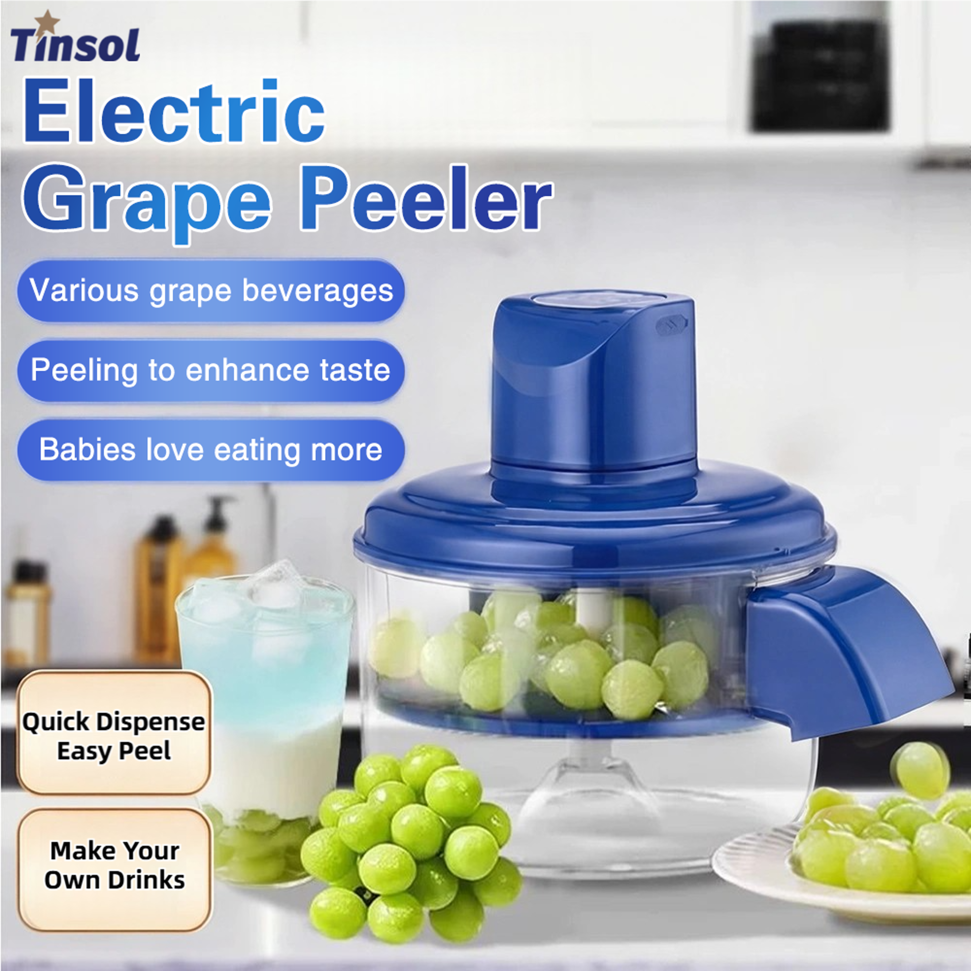 Electric Grape Peeler Automatic Fruit Peeling Tool Smart Kitchen Peeler 1