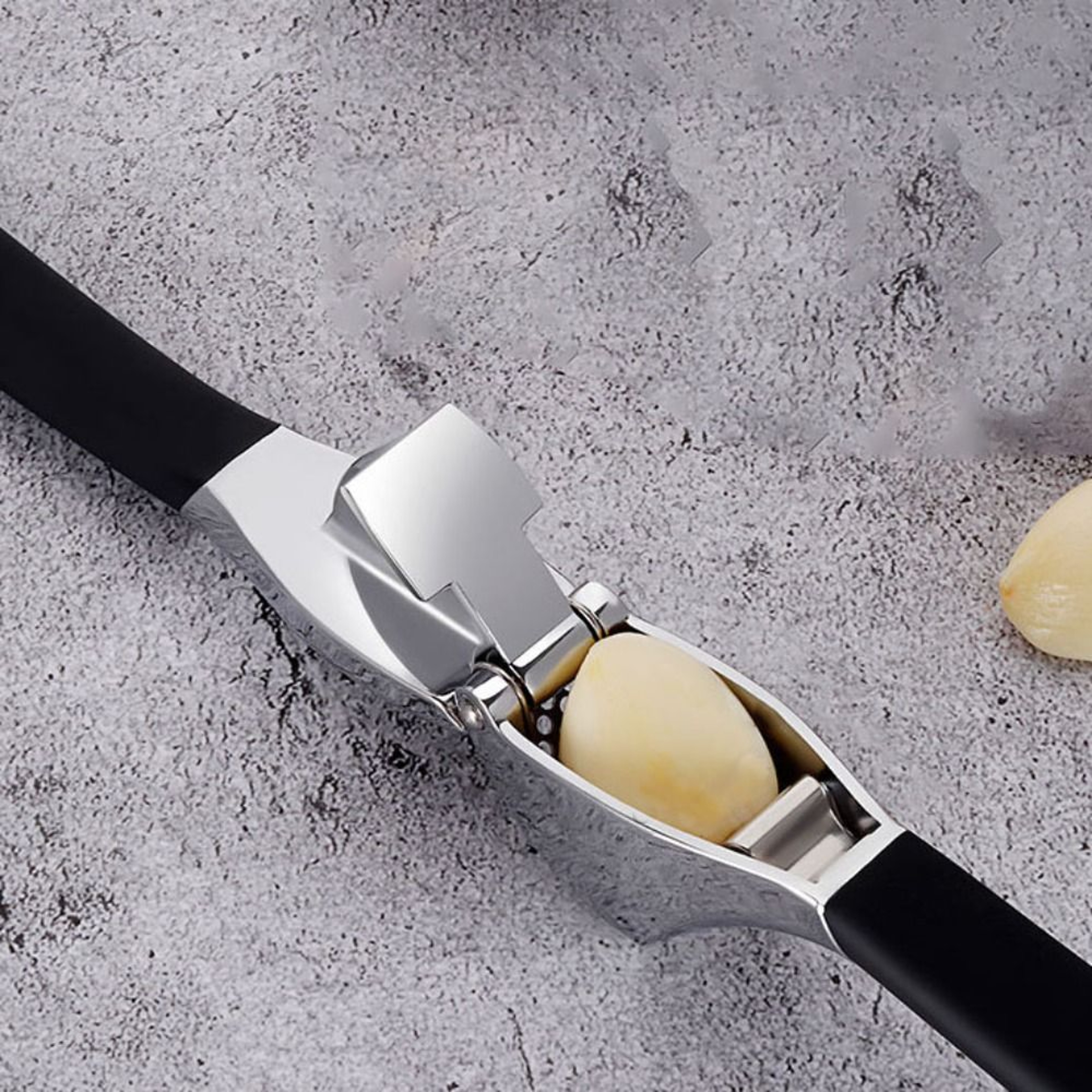 Stainless Steel Garlic Press Handheld Crusher with Ergonomic Non Slip Grip – view 3