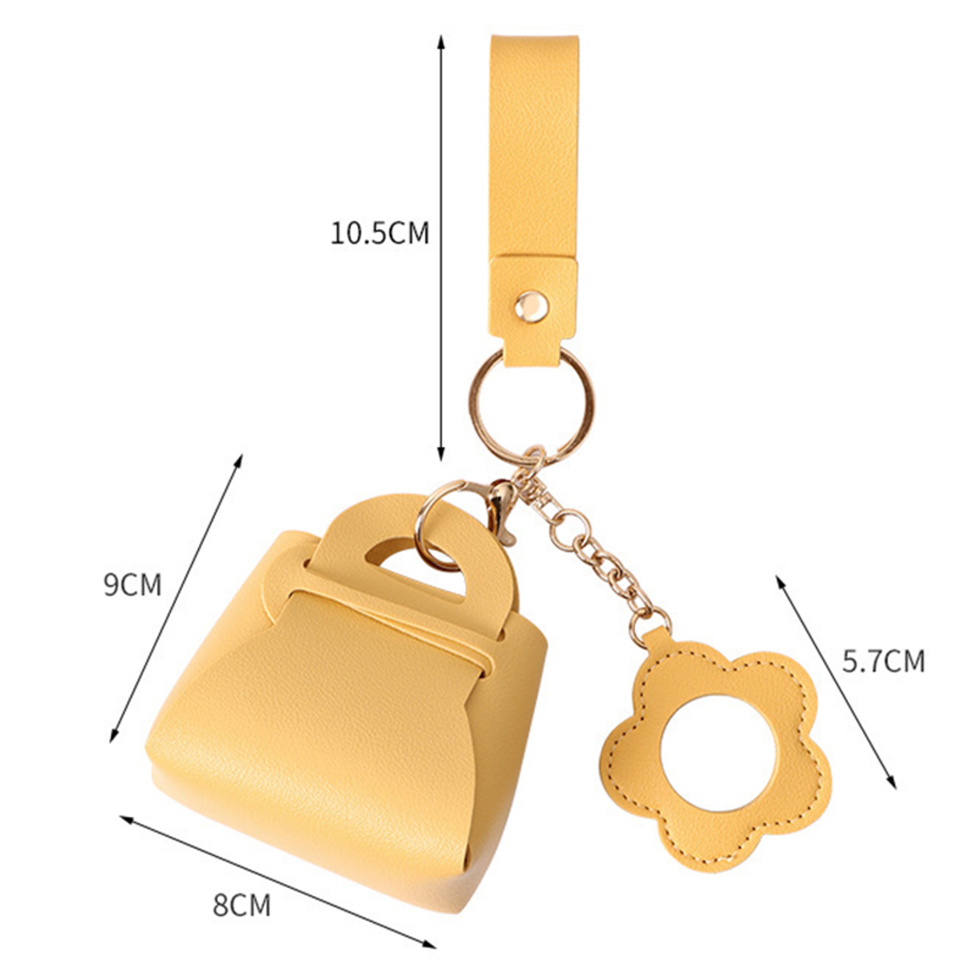 Women PU Leather Mini Clutch Keychain Bag With Mirror Cute Coin Purse Pendant 4