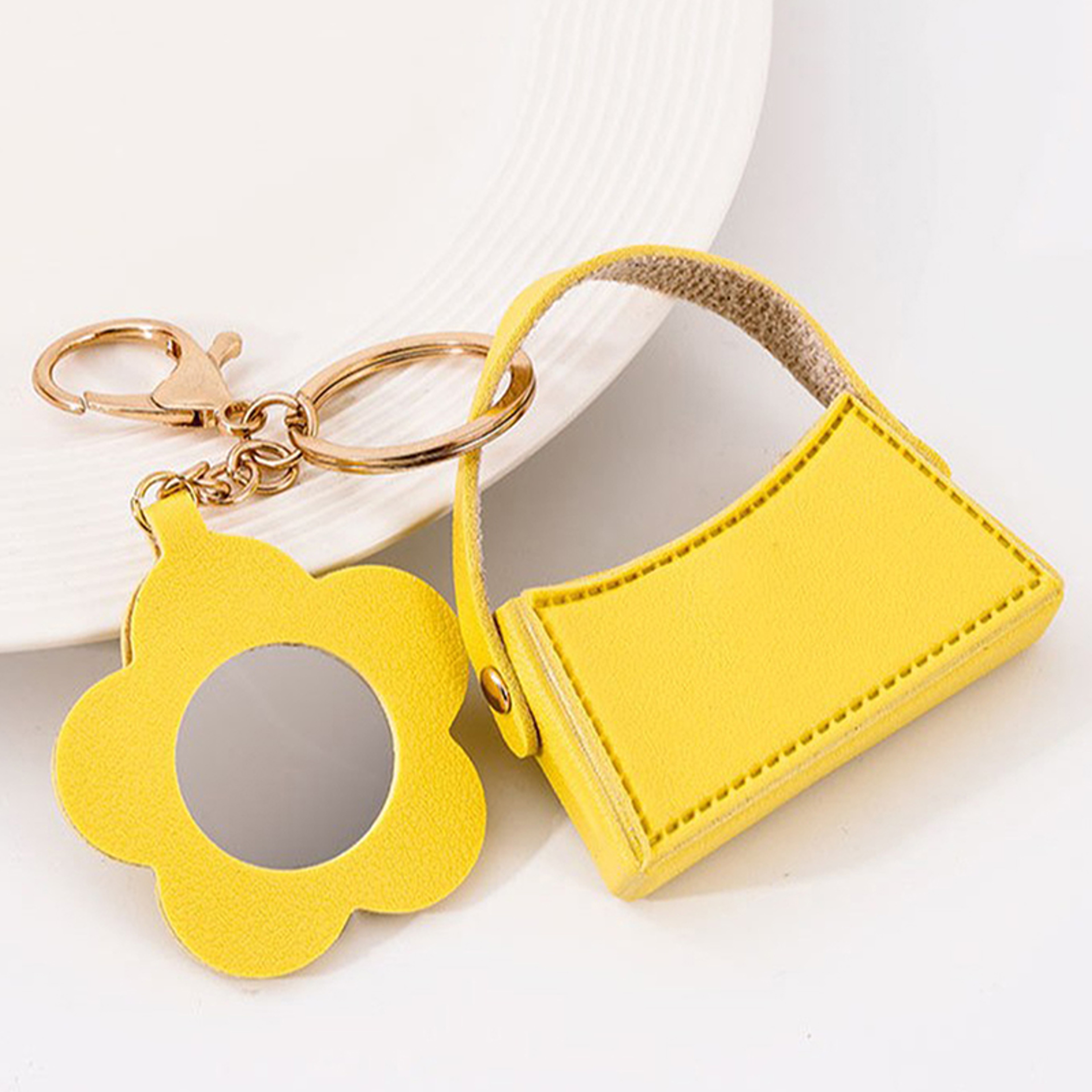 Women PU Leather Mini Clutch Keychain Bag With Mirror Cute Coin Purse Pendant 7