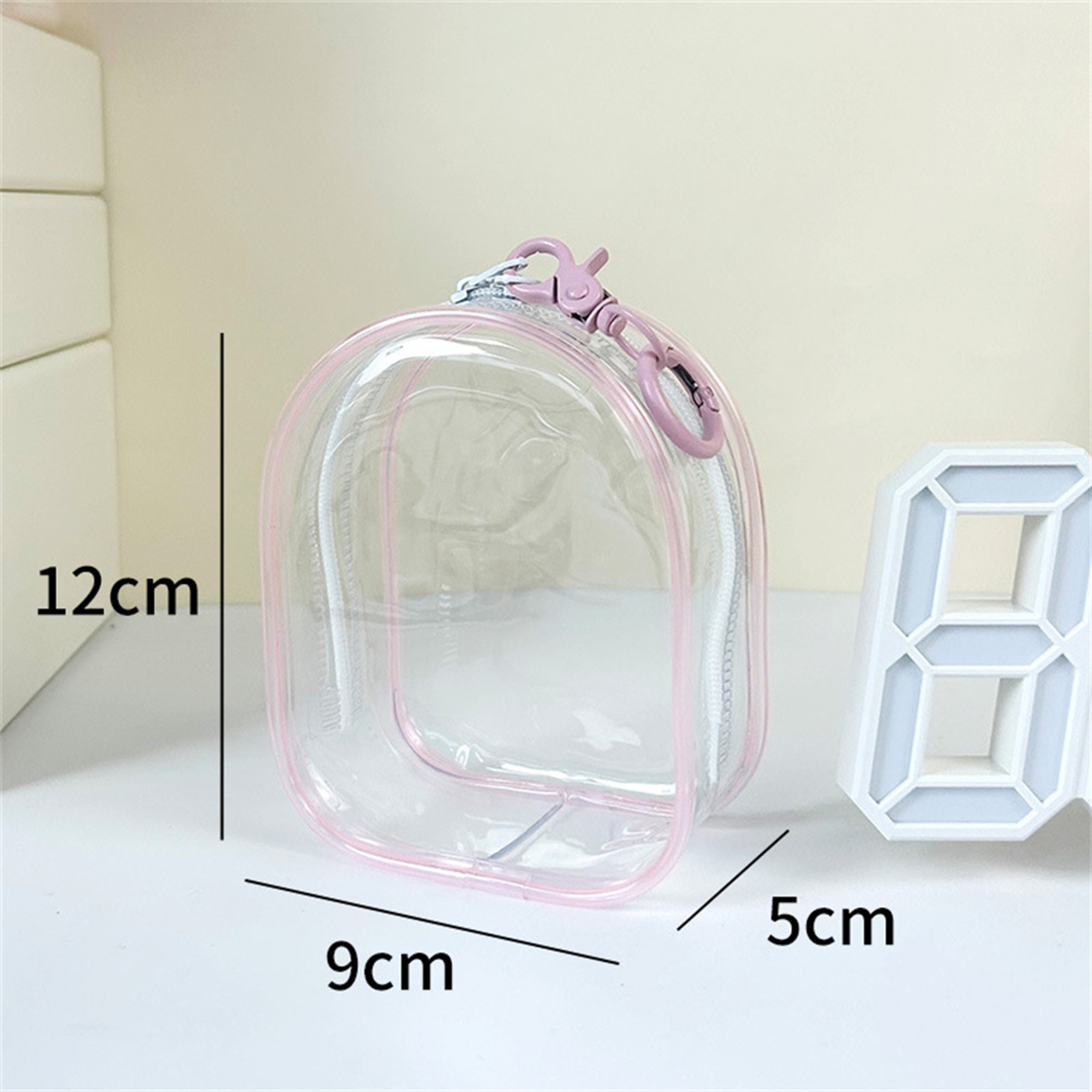 Transparent Storage Bag With Keychain Cartoon Doll Display Case 6