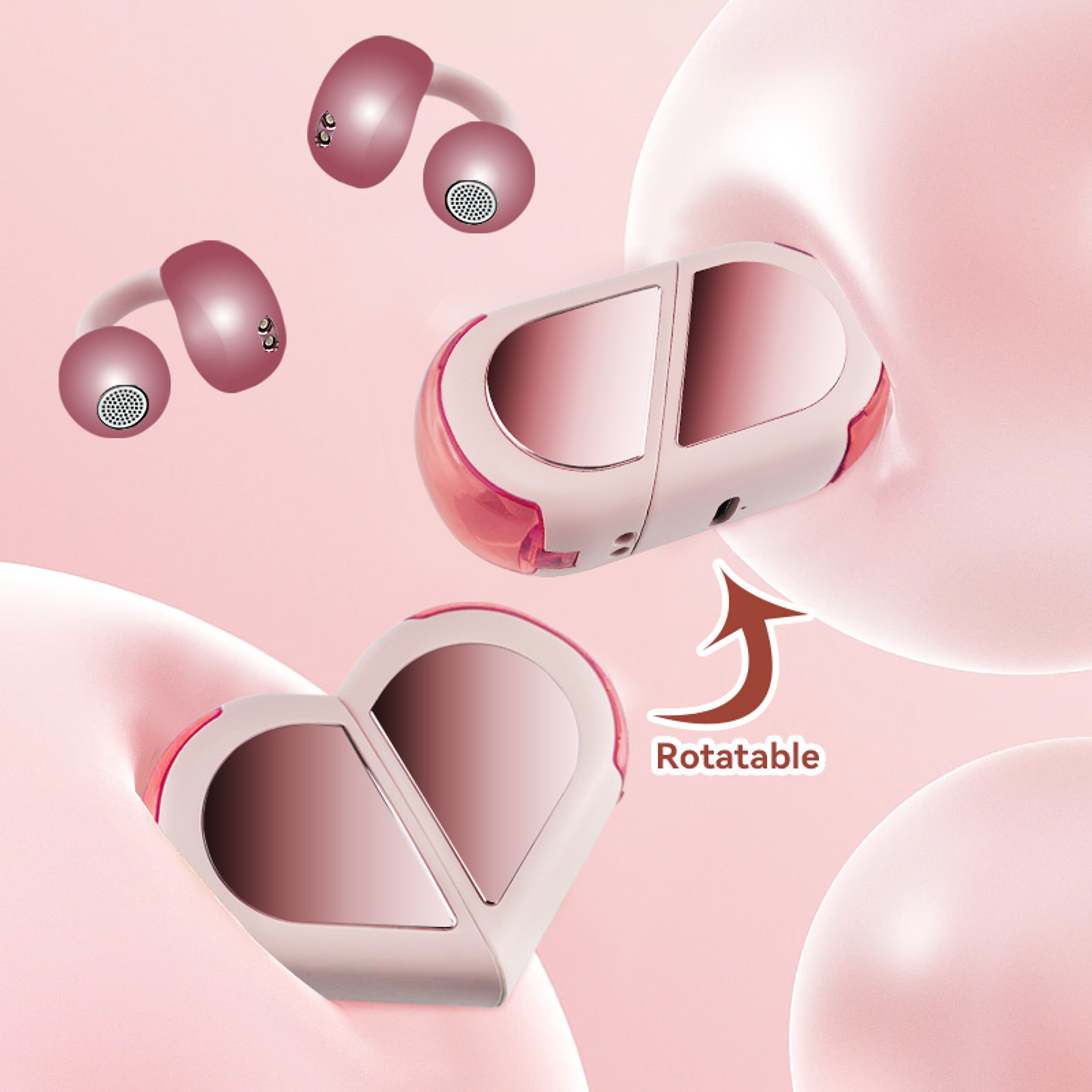 Heart Shaped Wireless Bluetooth Earbuds With Touch Control Stereo Sound For Girls 3