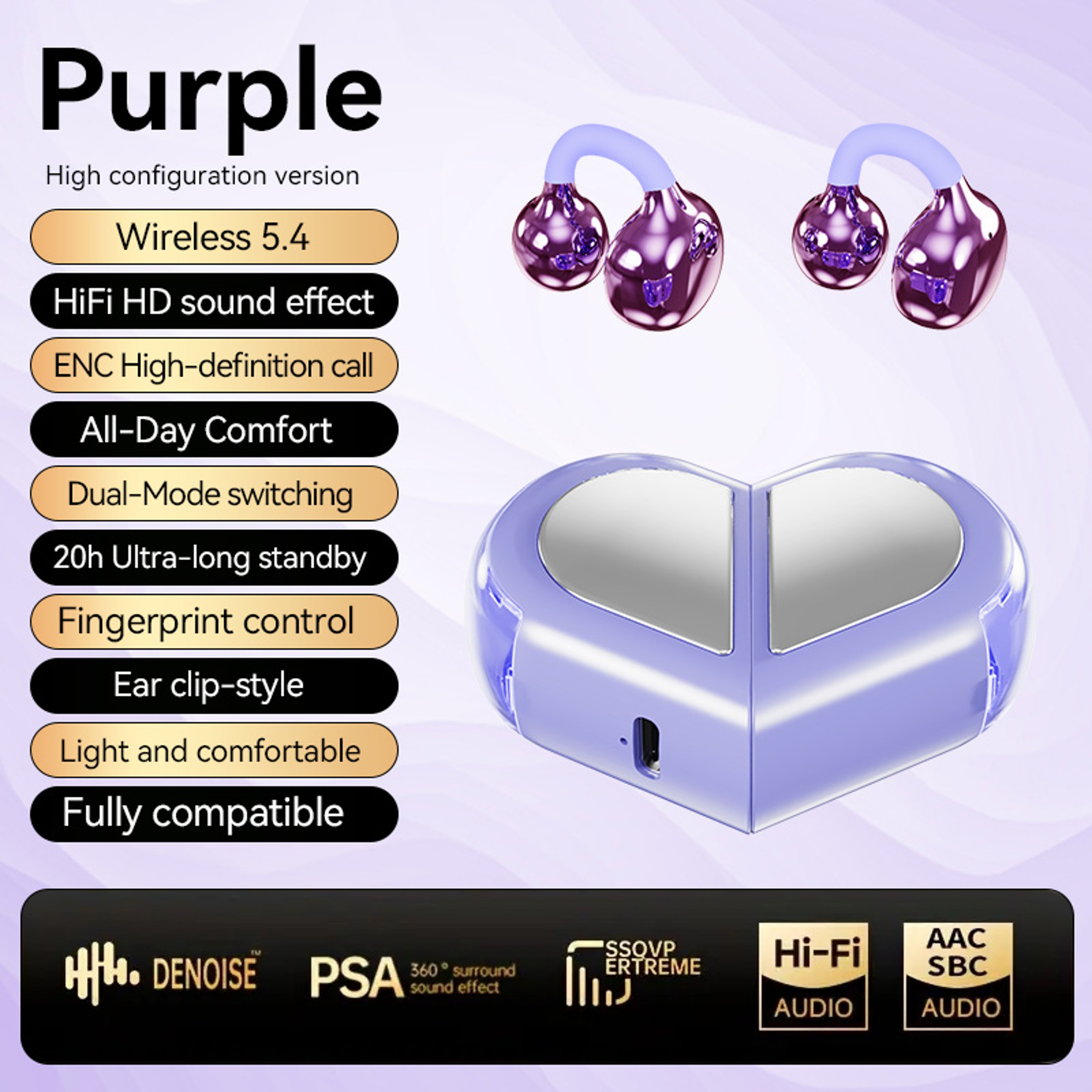 Heart Shaped Wireless Bluetooth Earbuds With Touch Control Stereo Sound For Girls 8