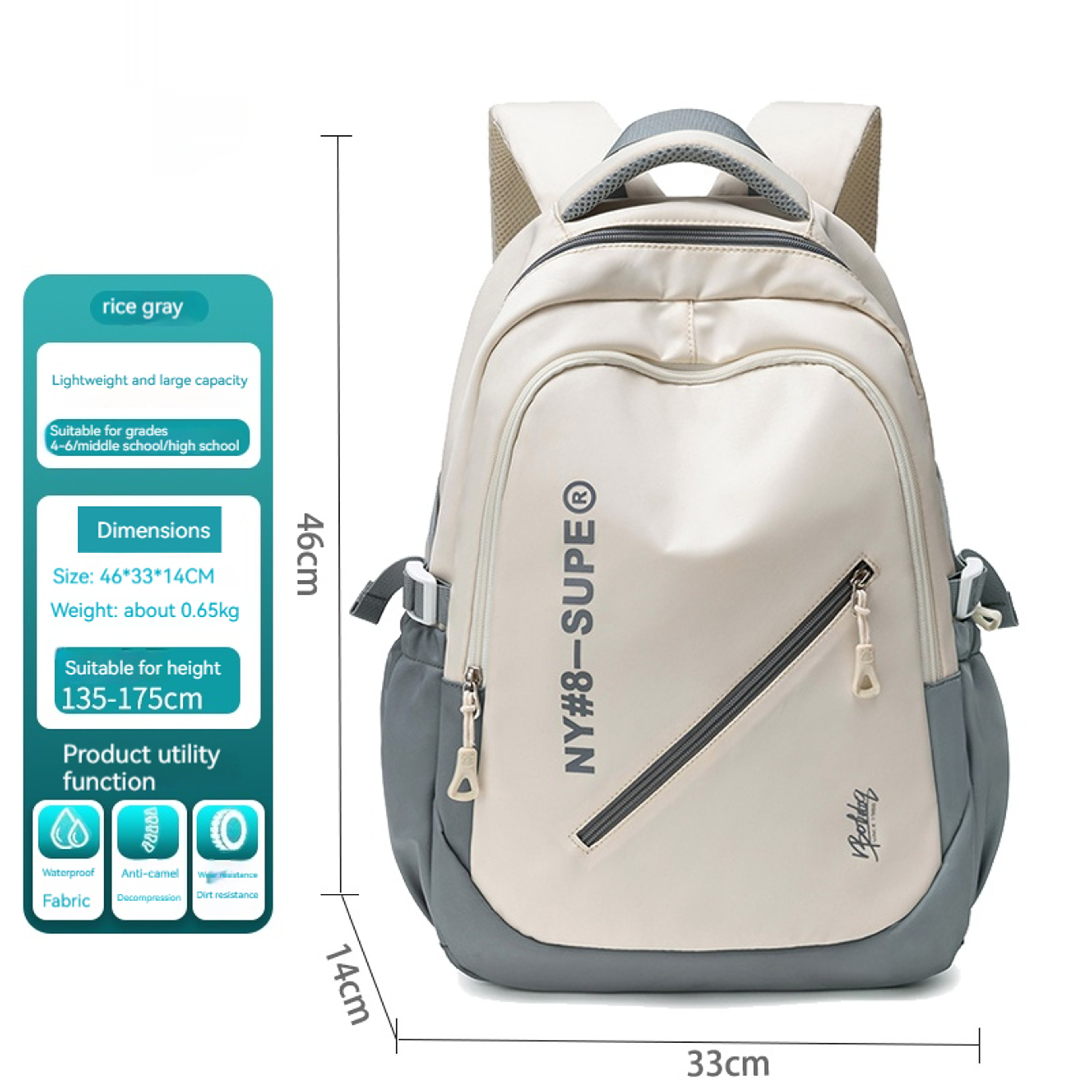 Large Capacity Canvas Travel Backpack Lightweight Waterproof Laptop Backpack 6