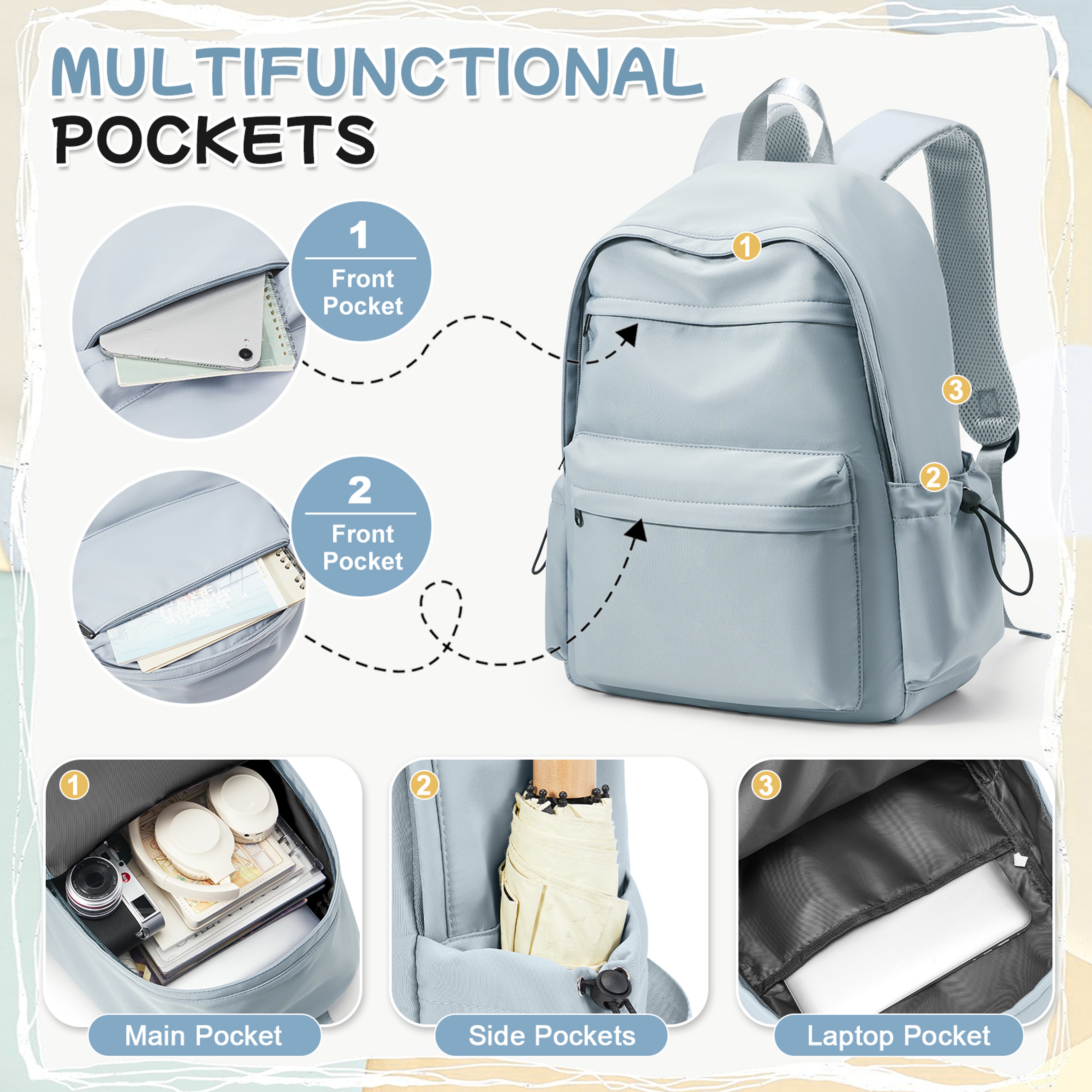 University Casual Lightweight Backpack Large Capacity School Bag Fits Laptop 1