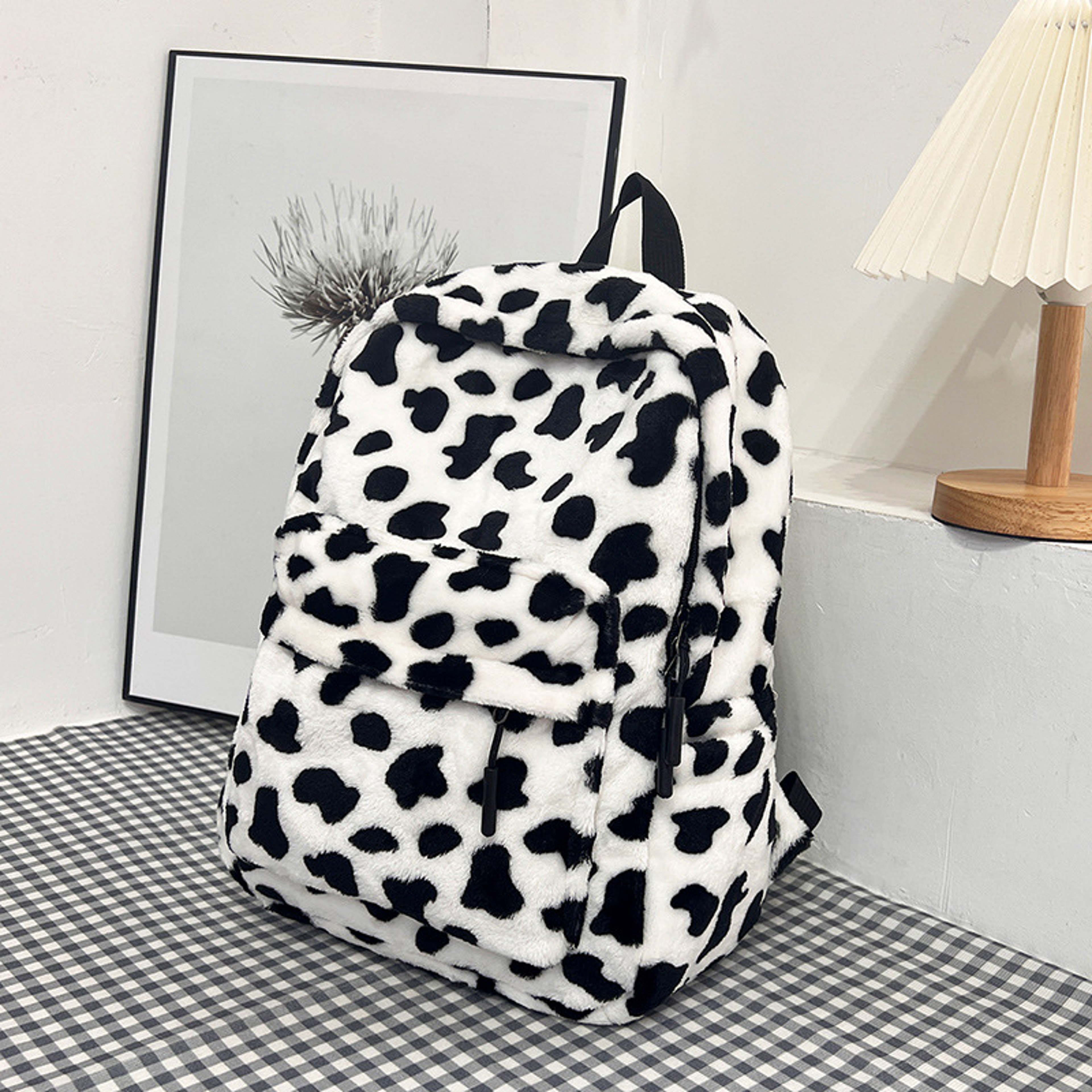 Plush Leopard Backpack Cute School Bag Large Capacity Animal Backpack For Teens Students 6