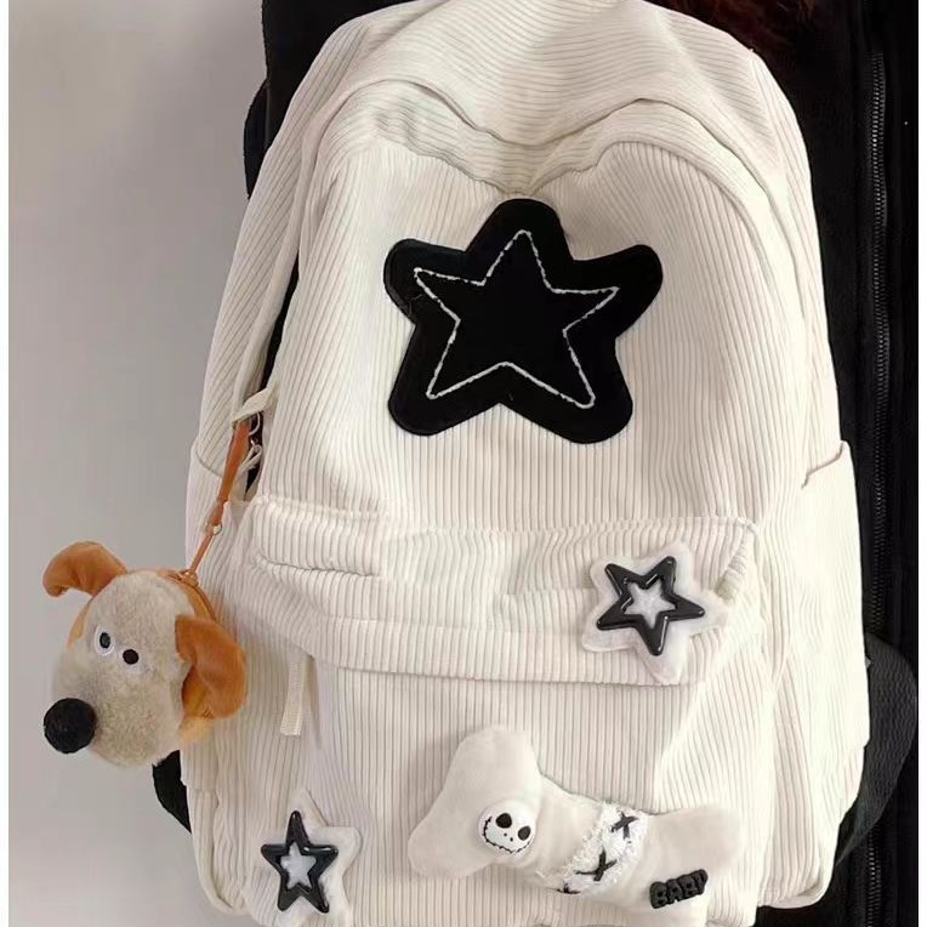 Star Corduroy Laptop Backpack Large Capacity School Bag For Girls 2