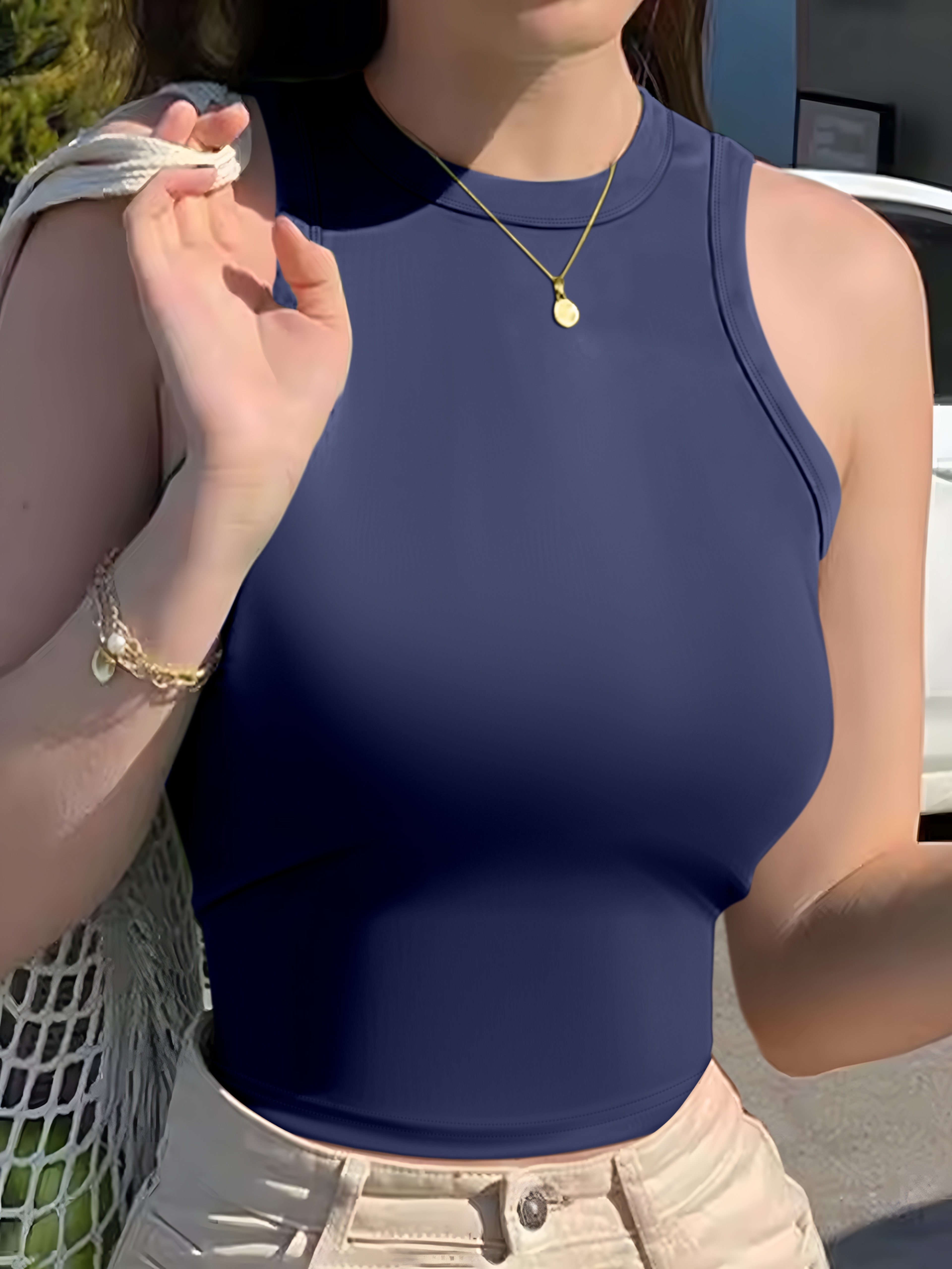 Womens Minimalist Sleeveless Camisole Top Casual Summer Tank Top 3