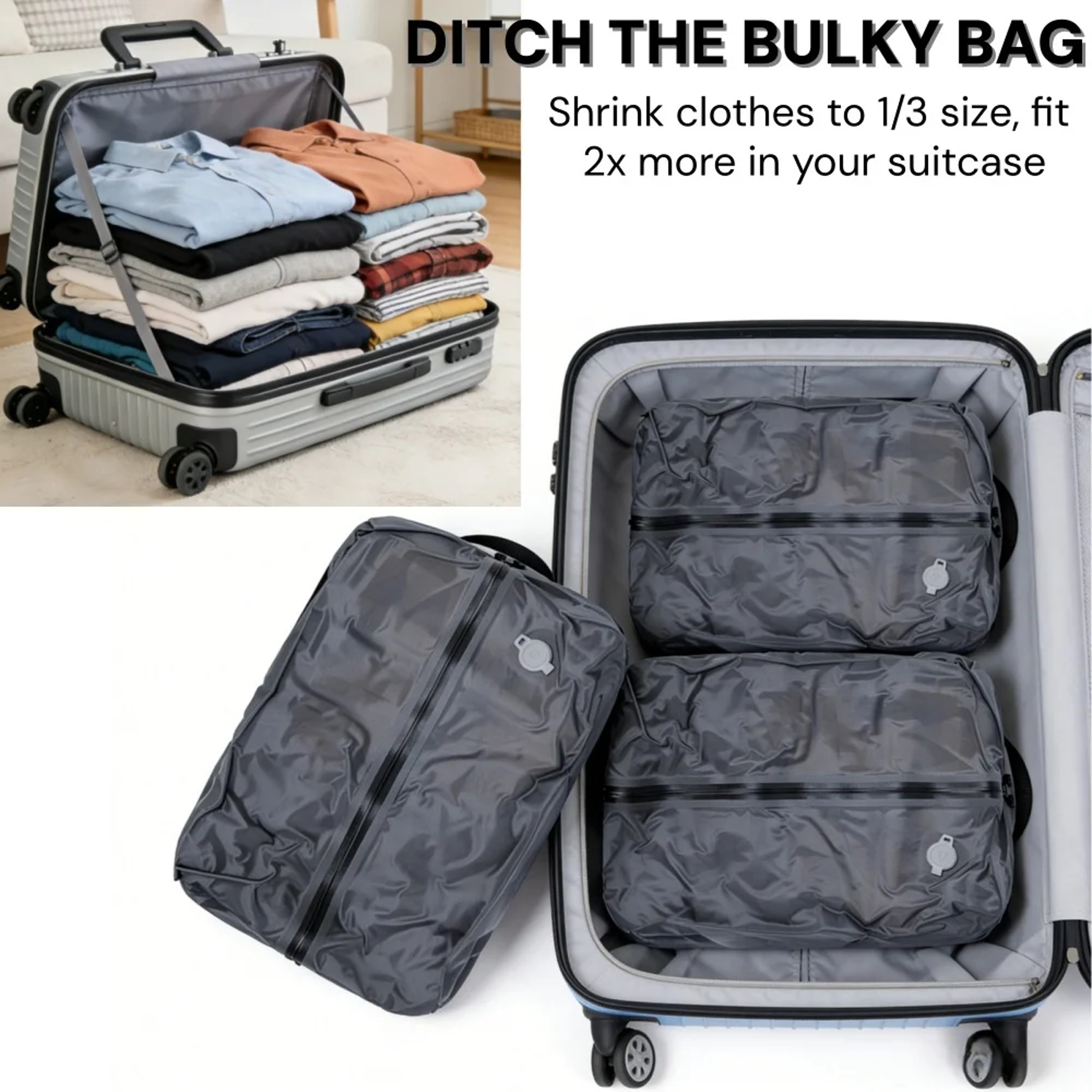 Travel Vacuum Storage Bags Luggage Space Saver Compression Packing Bags Reusable Waterproof Organiz 3