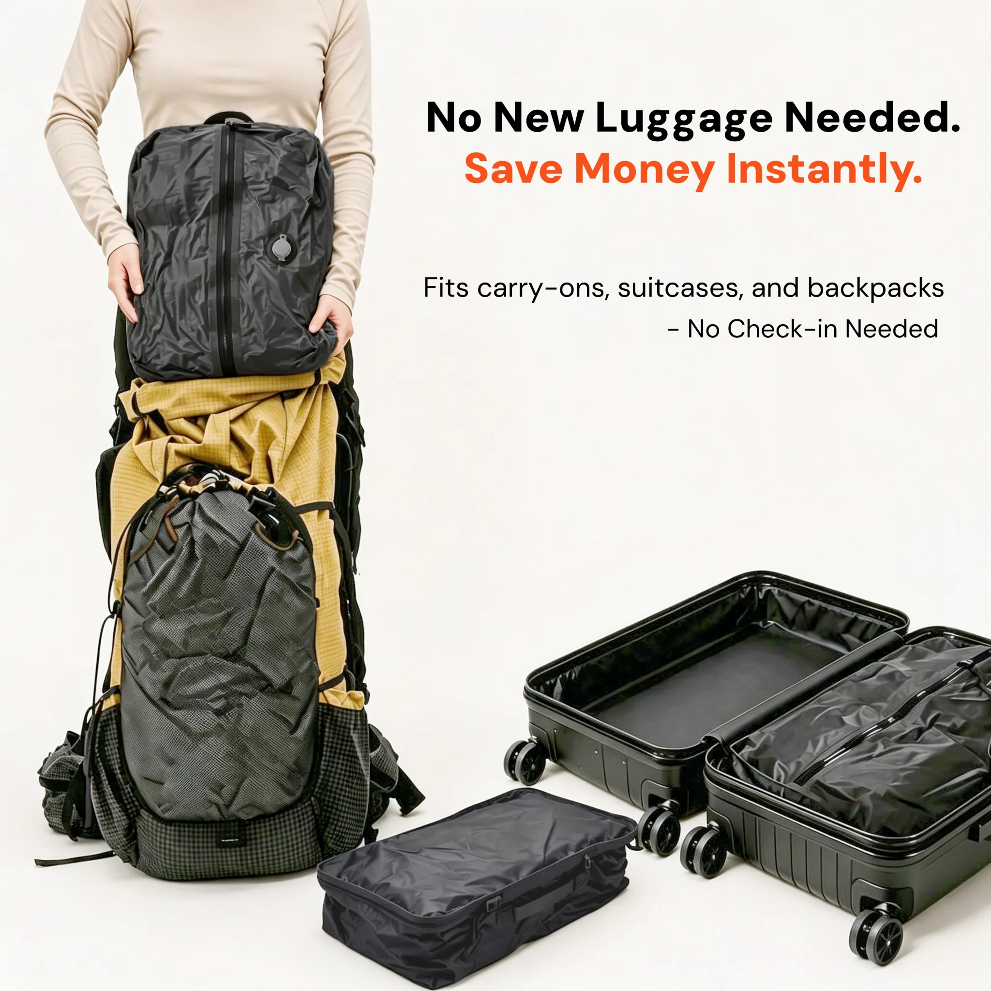 TPU Travel Vacuum Bags Waterproof Compression Packing Cubes For Luggage Storage 5