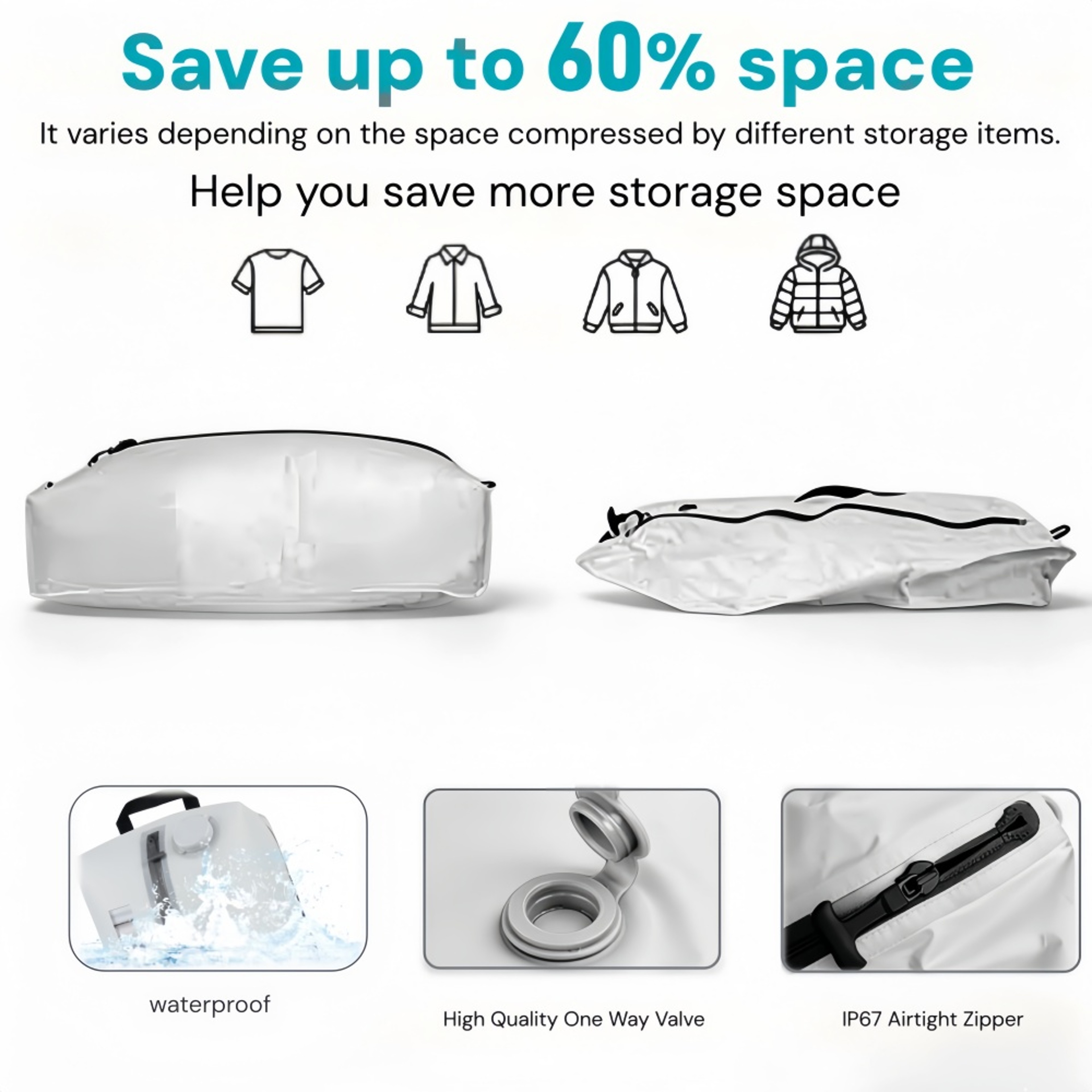 Vacuum Storage Bags With Air Pump Reusable Travel Compression Bags For Clothes And Luggage 2