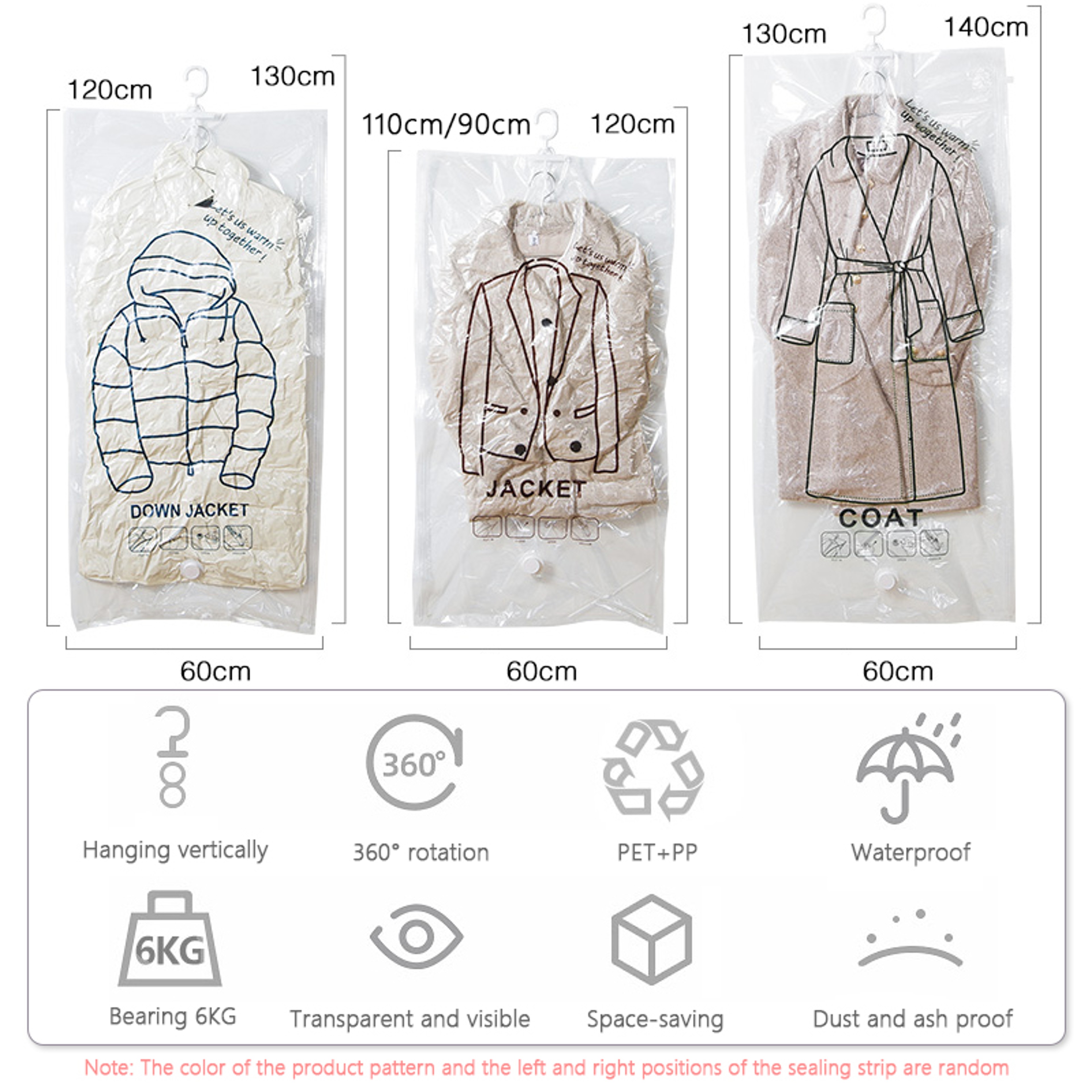 Hanging Vacuum Storage Bag For Clothes Space Saving Closet Organizer 5