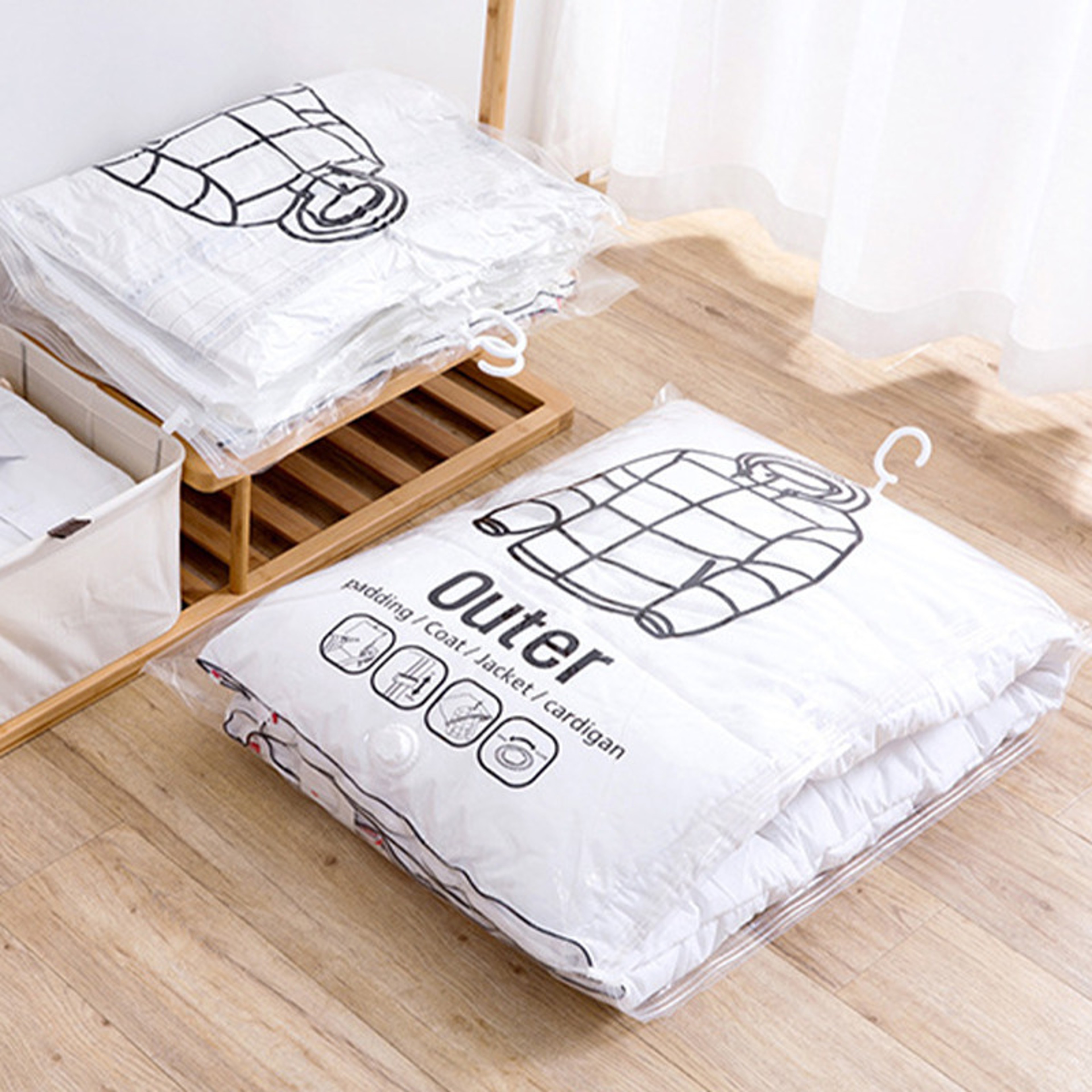 Hanging Vacuum Storage Bags For Clothes Space Saving Wardrobe Organizer 3