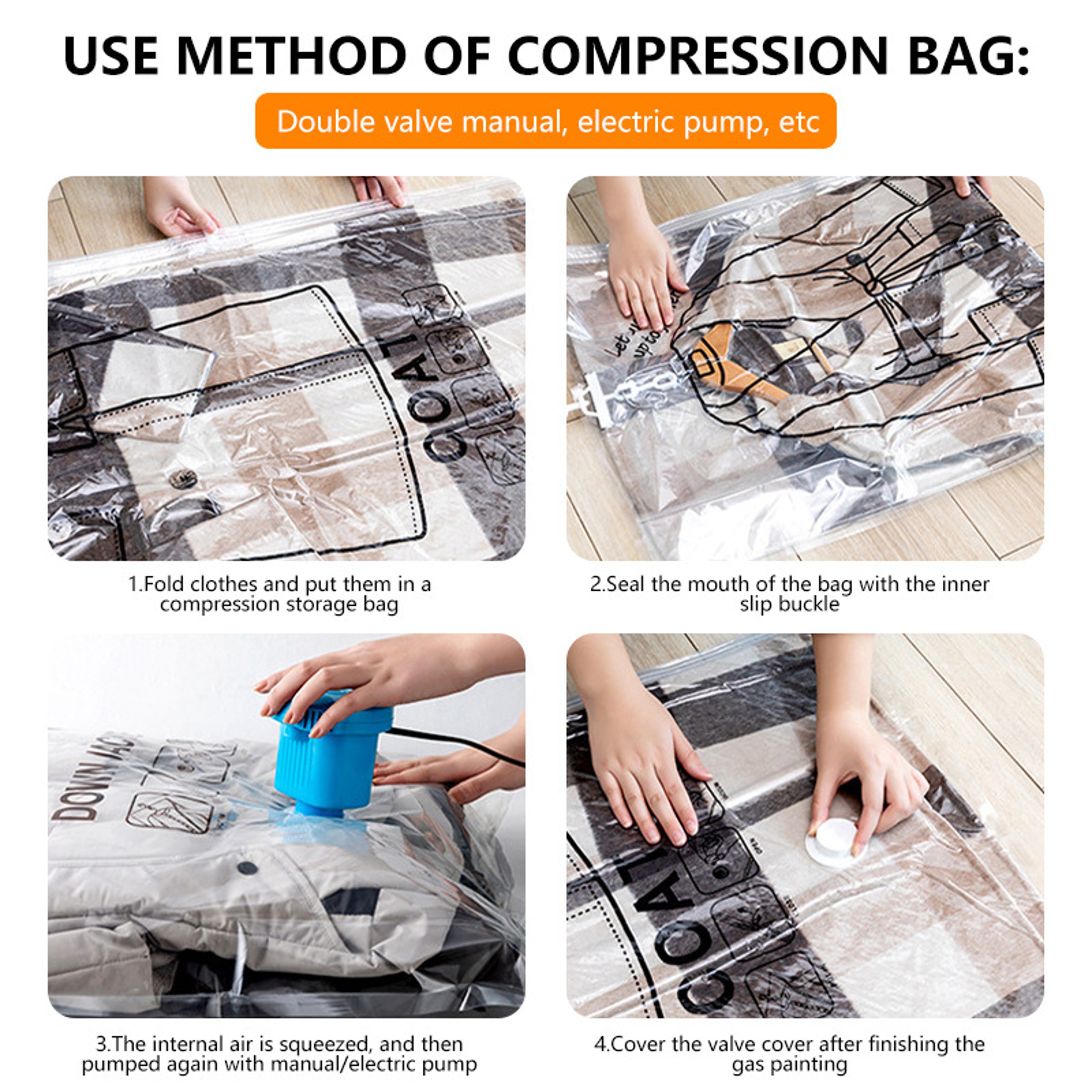 Hanging Vacuum Storage Bags For Clothes Space Saving Wardrobe Organizer 4