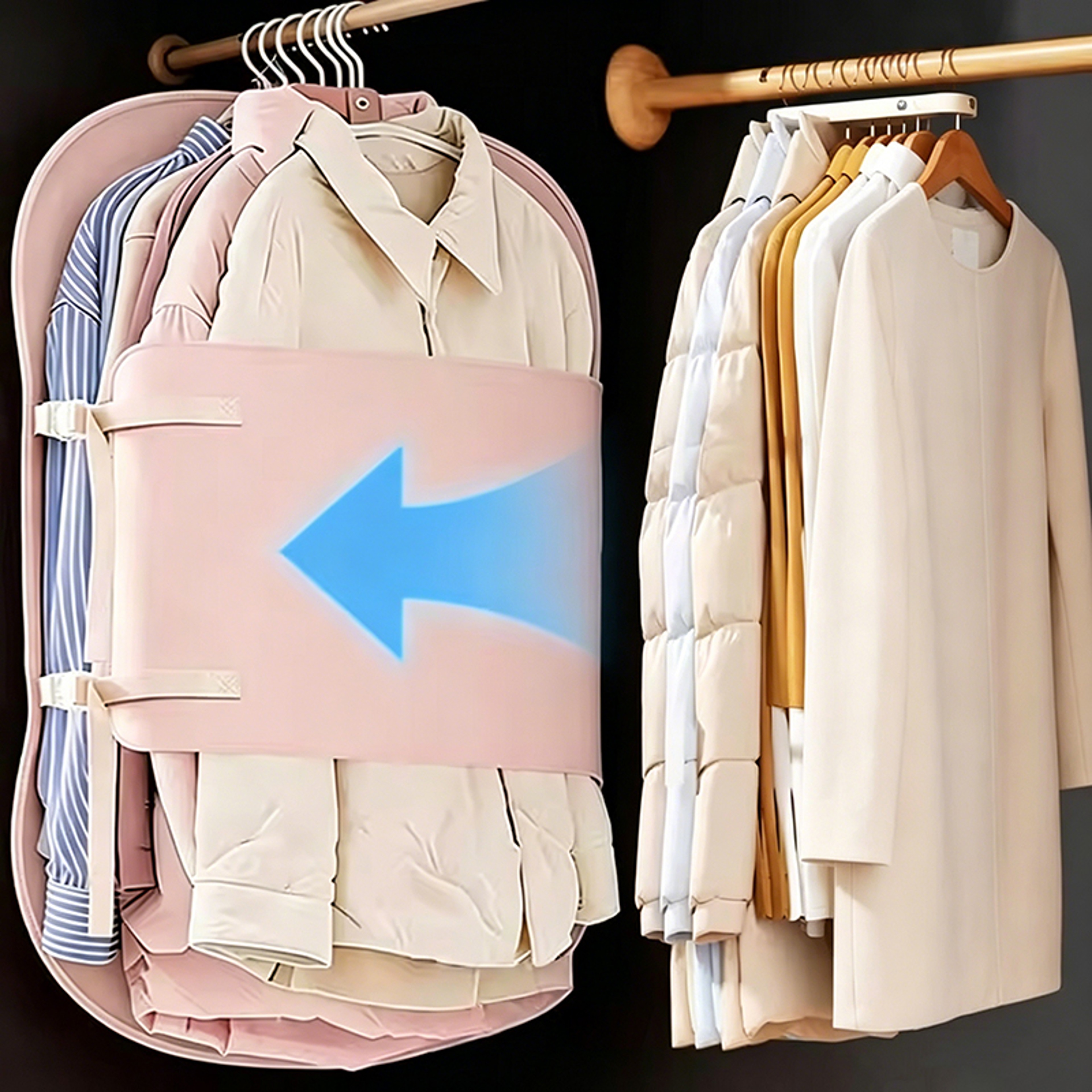 Space Saving Hanging Vacuum Storage Bag Closet Organizer For Clothes And Coats 1
