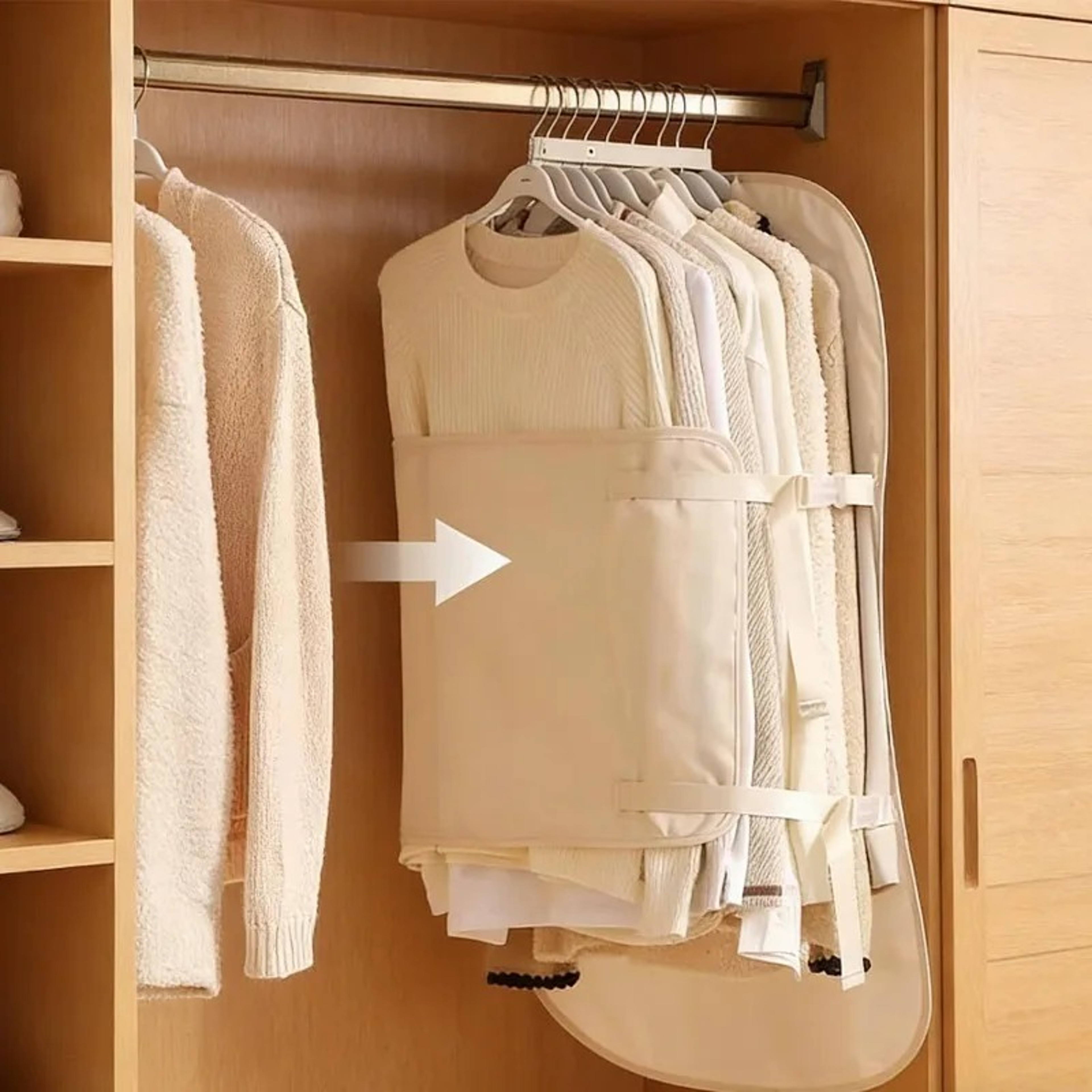 Space Saving Hanging Vacuum Storage Bag Closet Organizer For Clothes And Coats 2