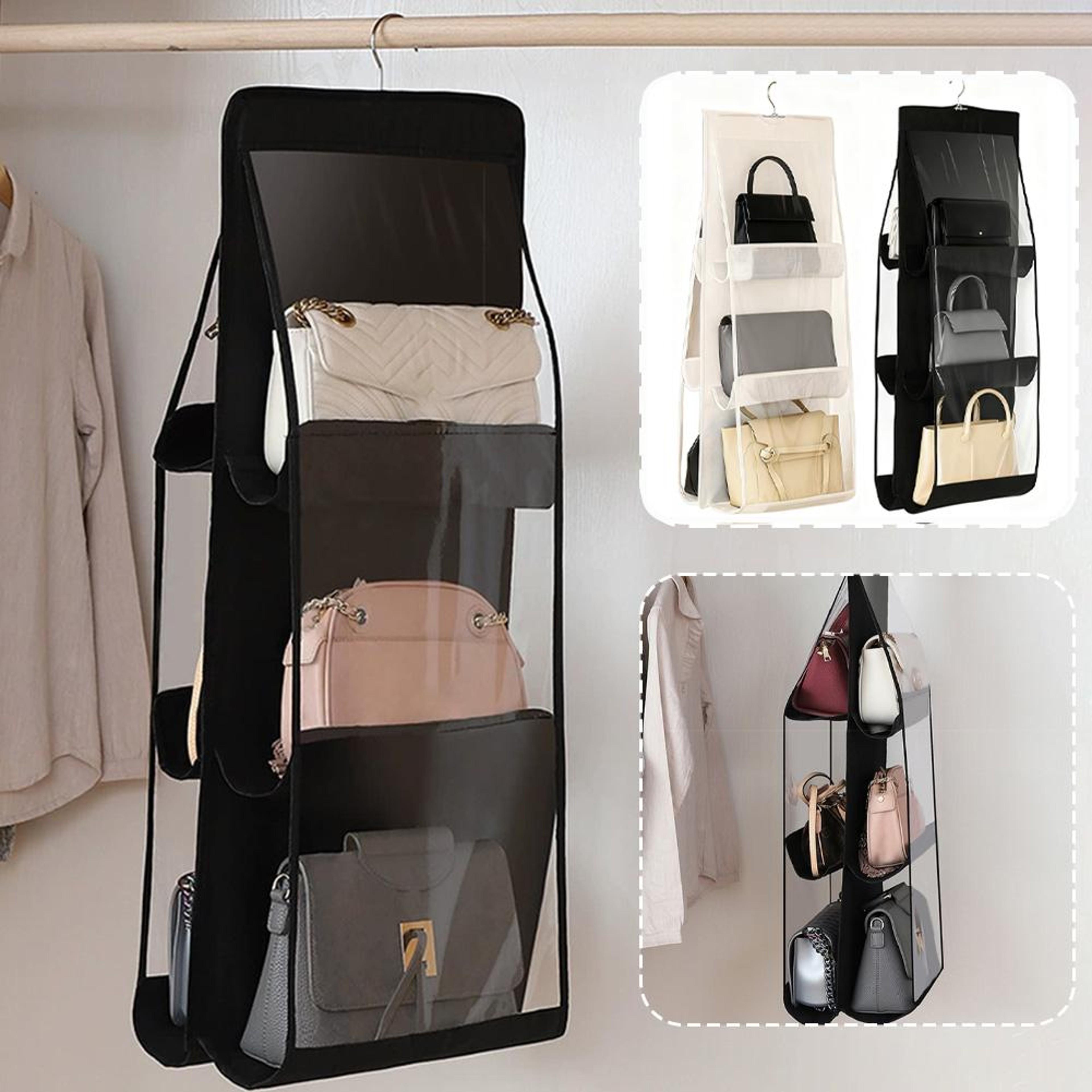 Pocket Hanging Handbag Organizer Double Sided Wardrobe Storage Bag – view 2