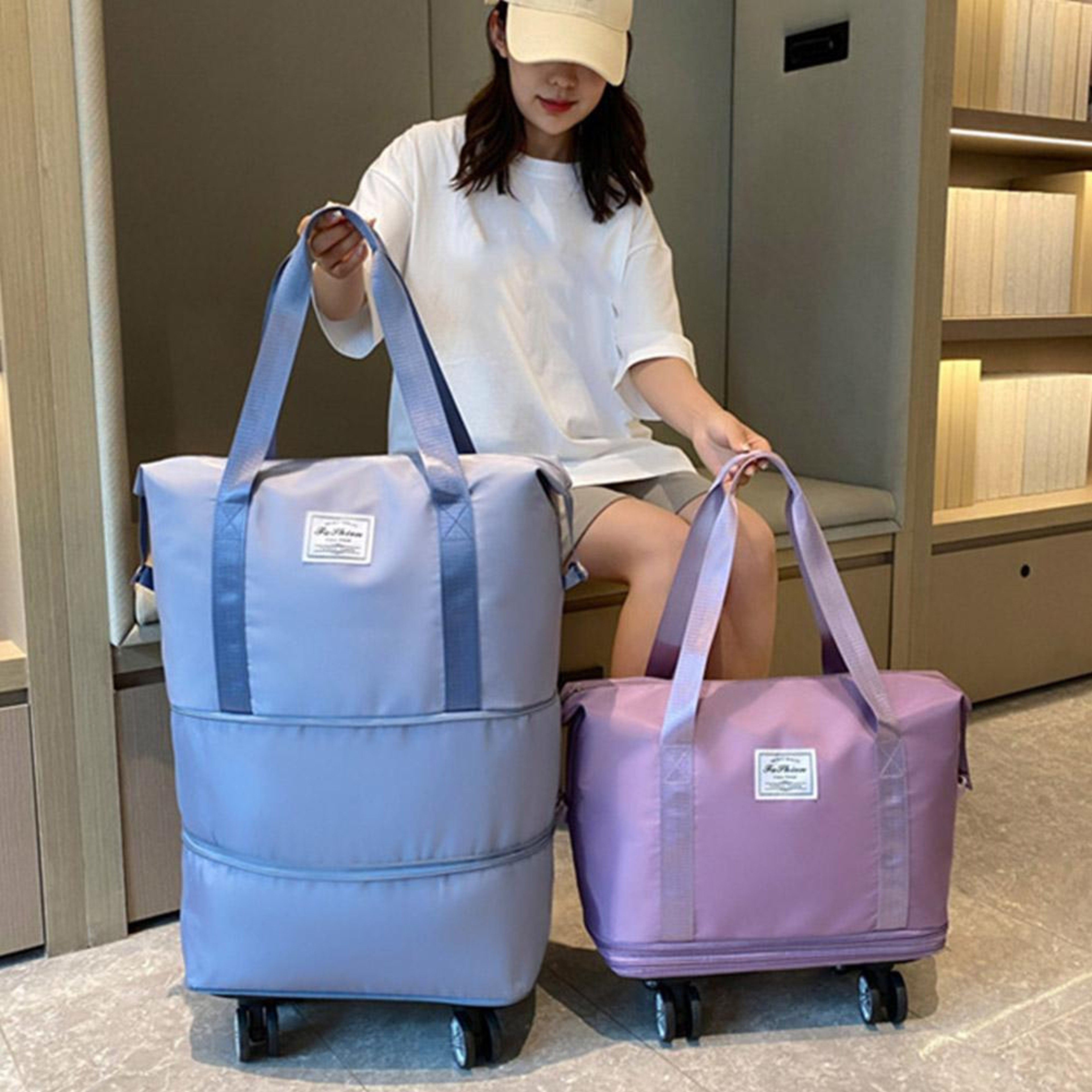 Large Capacity Travel Bag with Wheels Double Layer Foldable Carry On Luggage – view 1