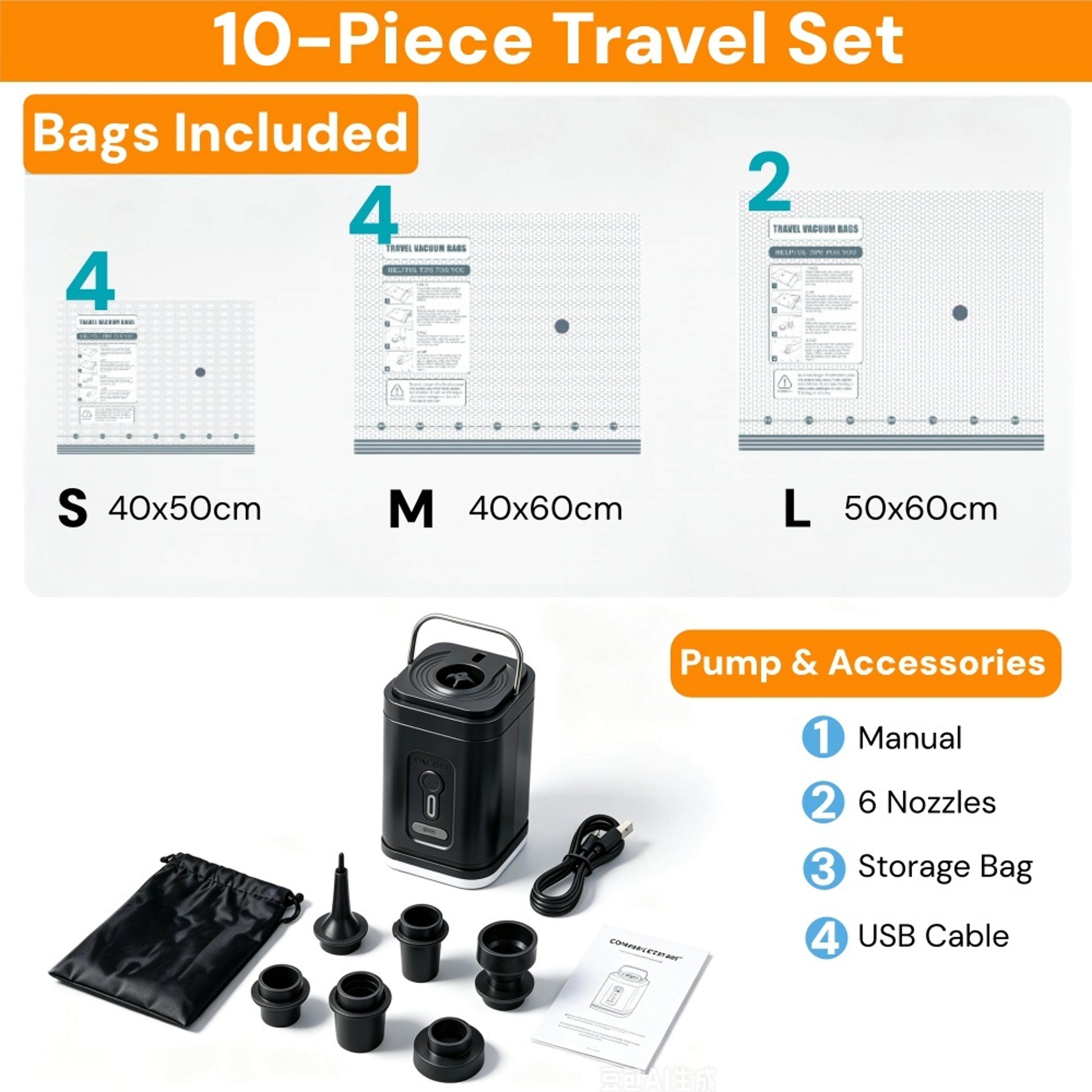 Travel Vacuum Compression Bags With Pump For Suitcases 7