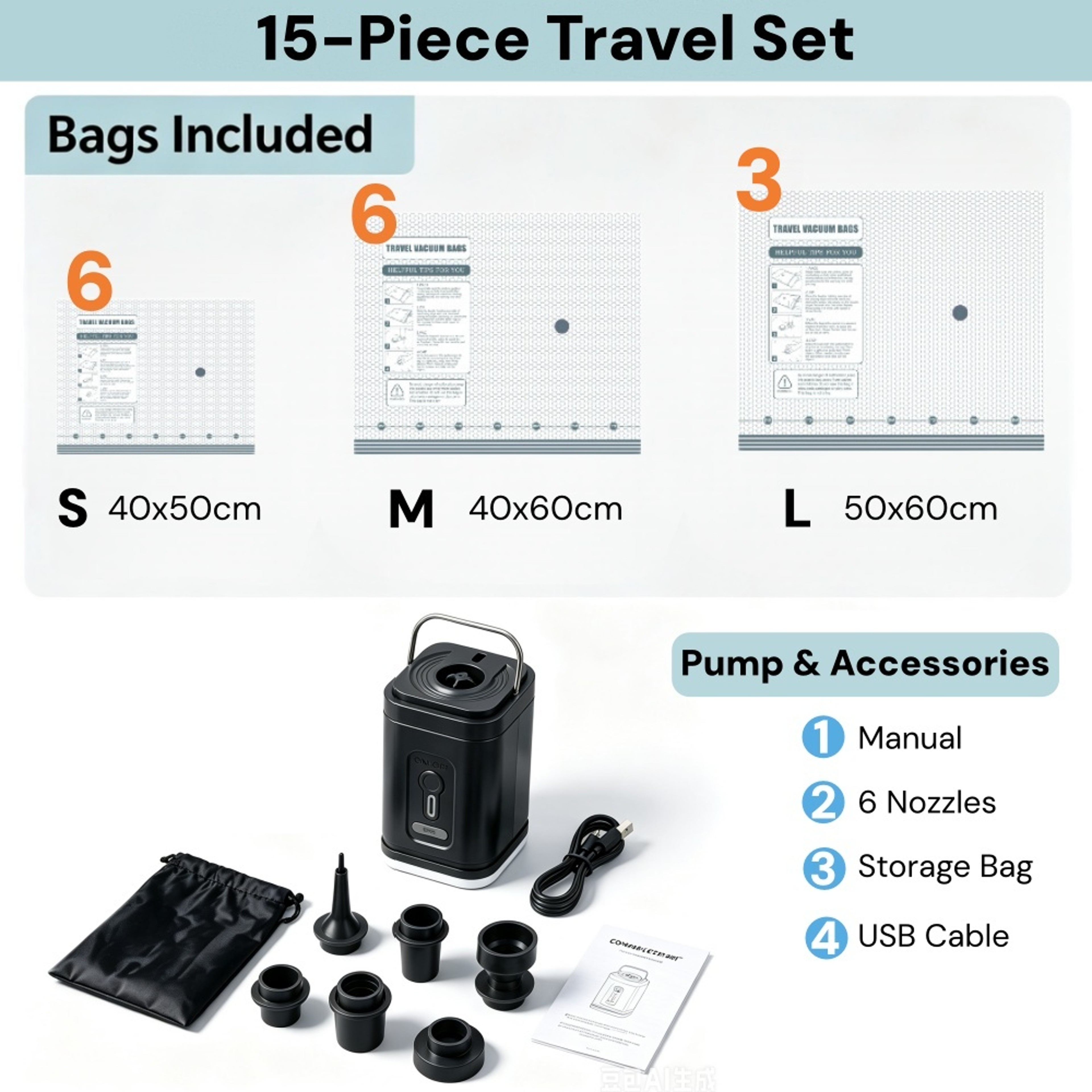 Travel Vacuum Bags With Pump Space Saving Compression Bags For Luggage And Clothes 7
