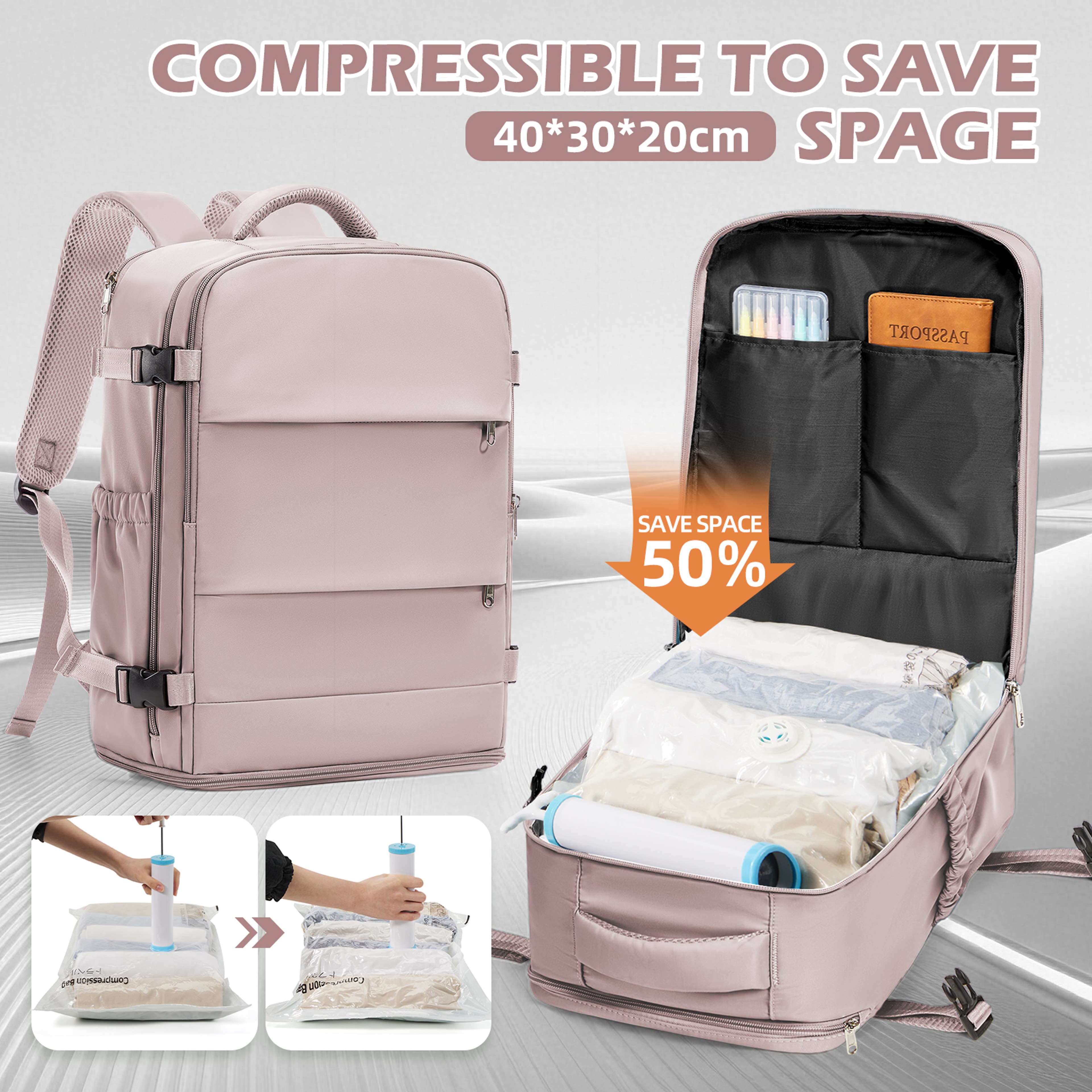 Vacuum Compression Backpack With Pump  Ryanair Cabin Bag 8