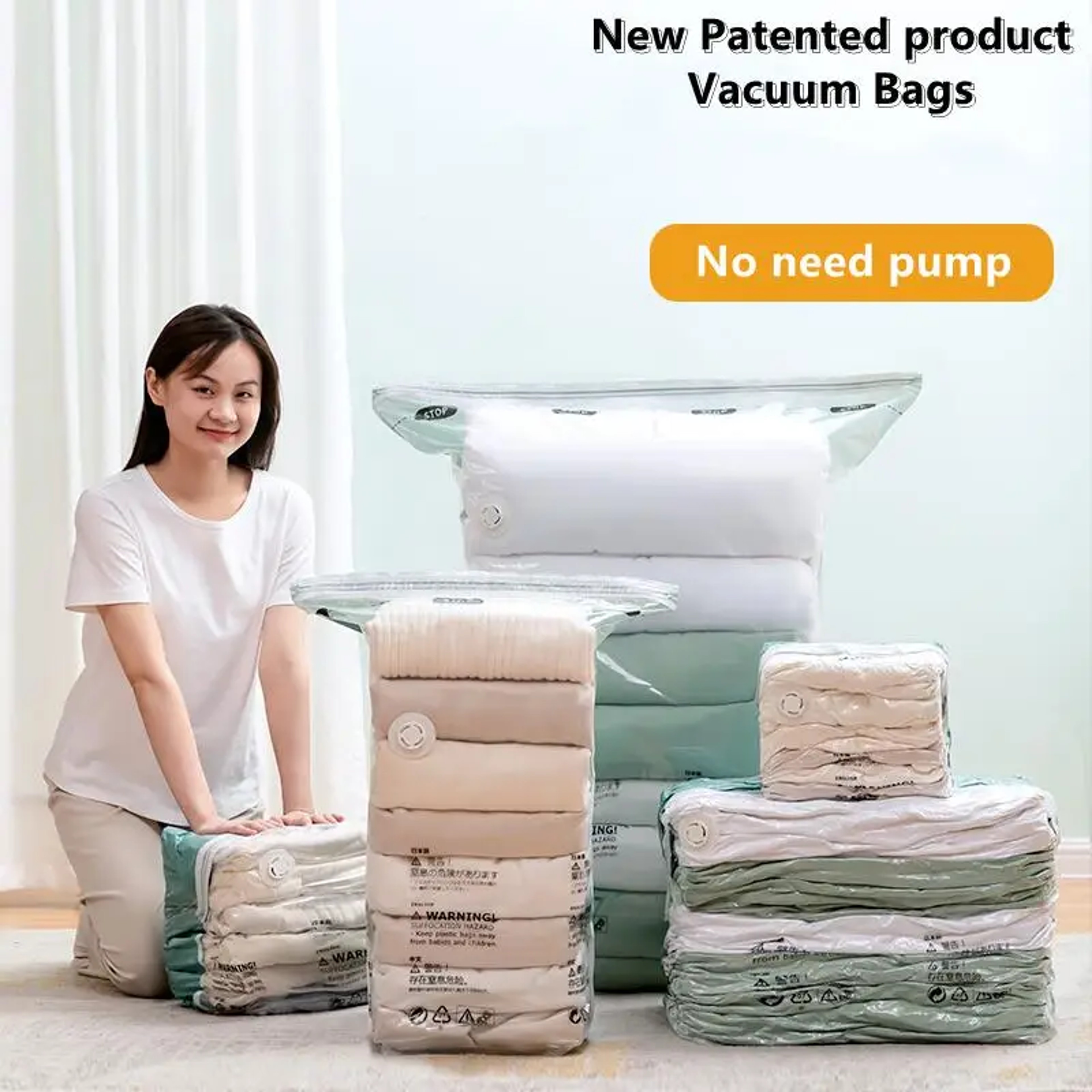 Pump Free Vacuum Storage Bags For Clothes Blankets And Travel 2