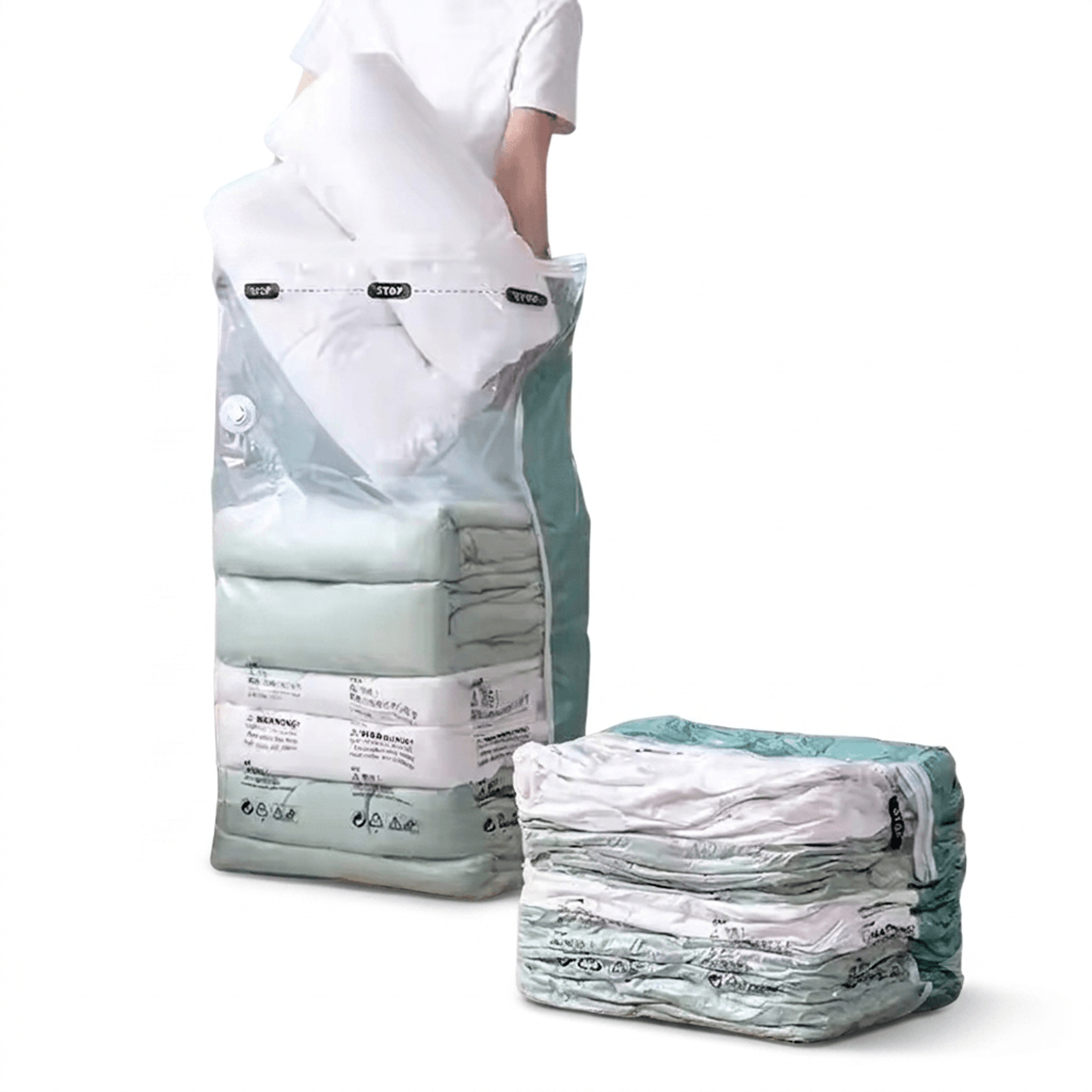 Pump Free Vacuum Storage Bags For Clothes Blankets And Travel 0