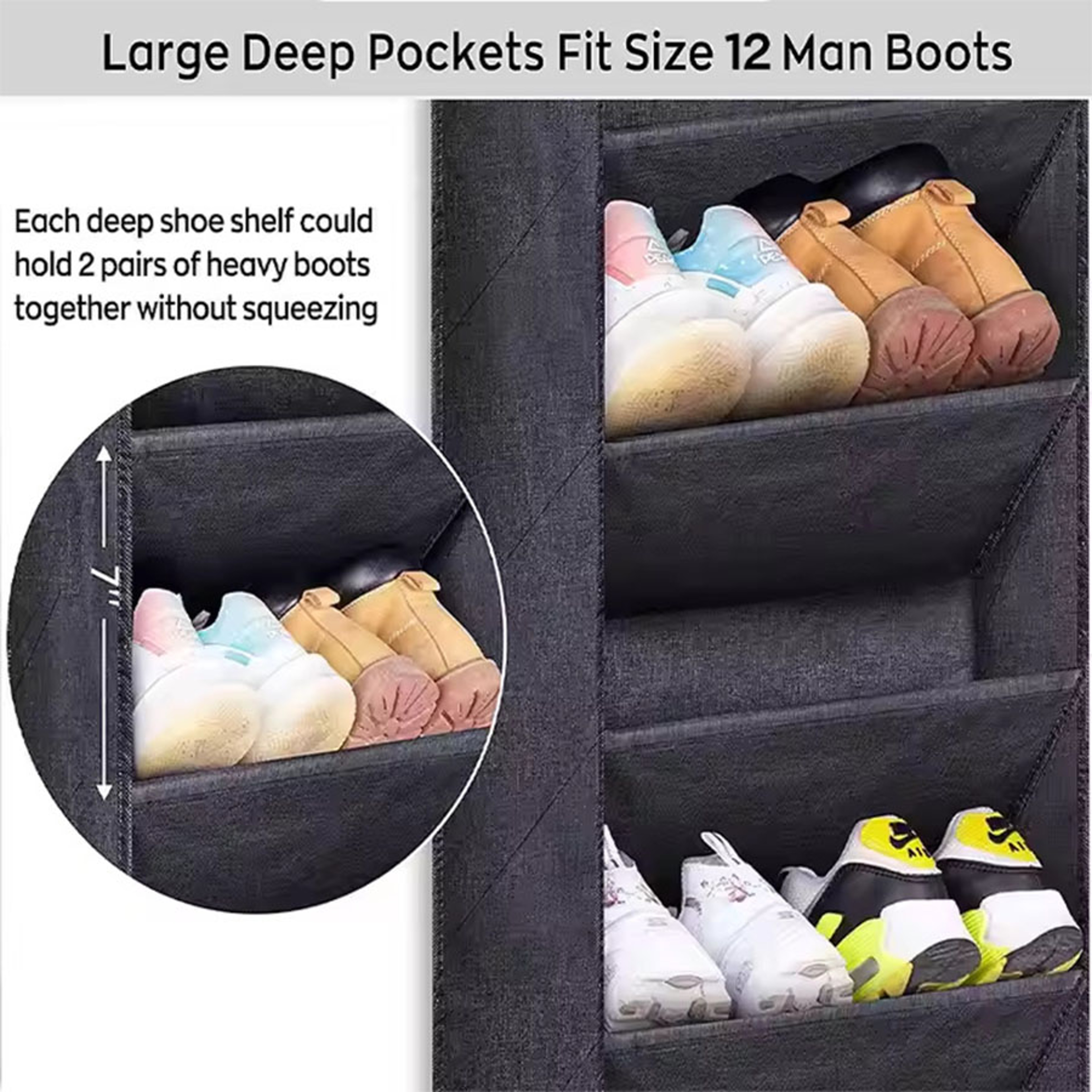 Over Door Shoe Organizer With Deep Pockets Space Saving Hanging Shoe Racks 4