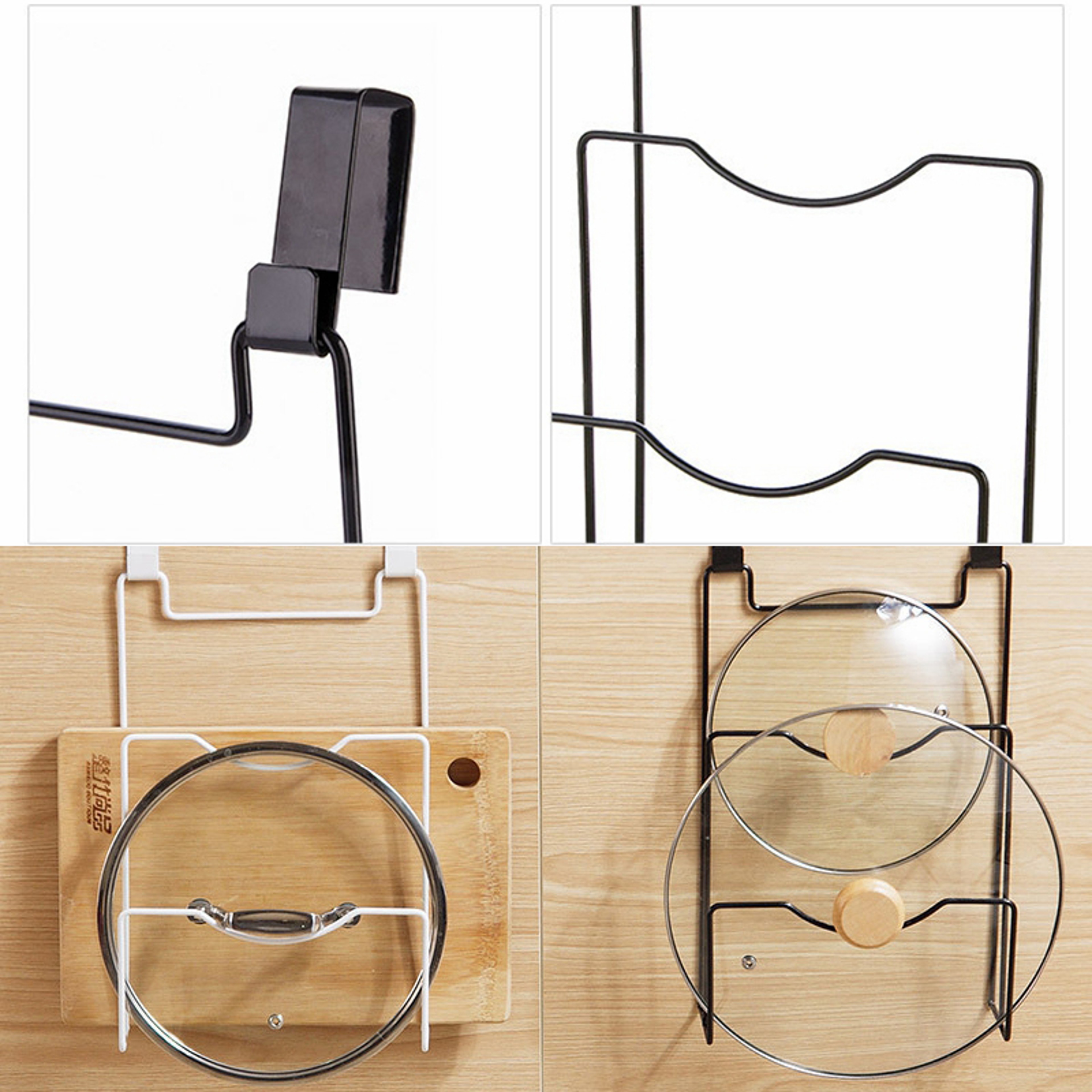 Hanging Pot Lid Rack Kitchen Organizer For Cupboard Door Storage 4