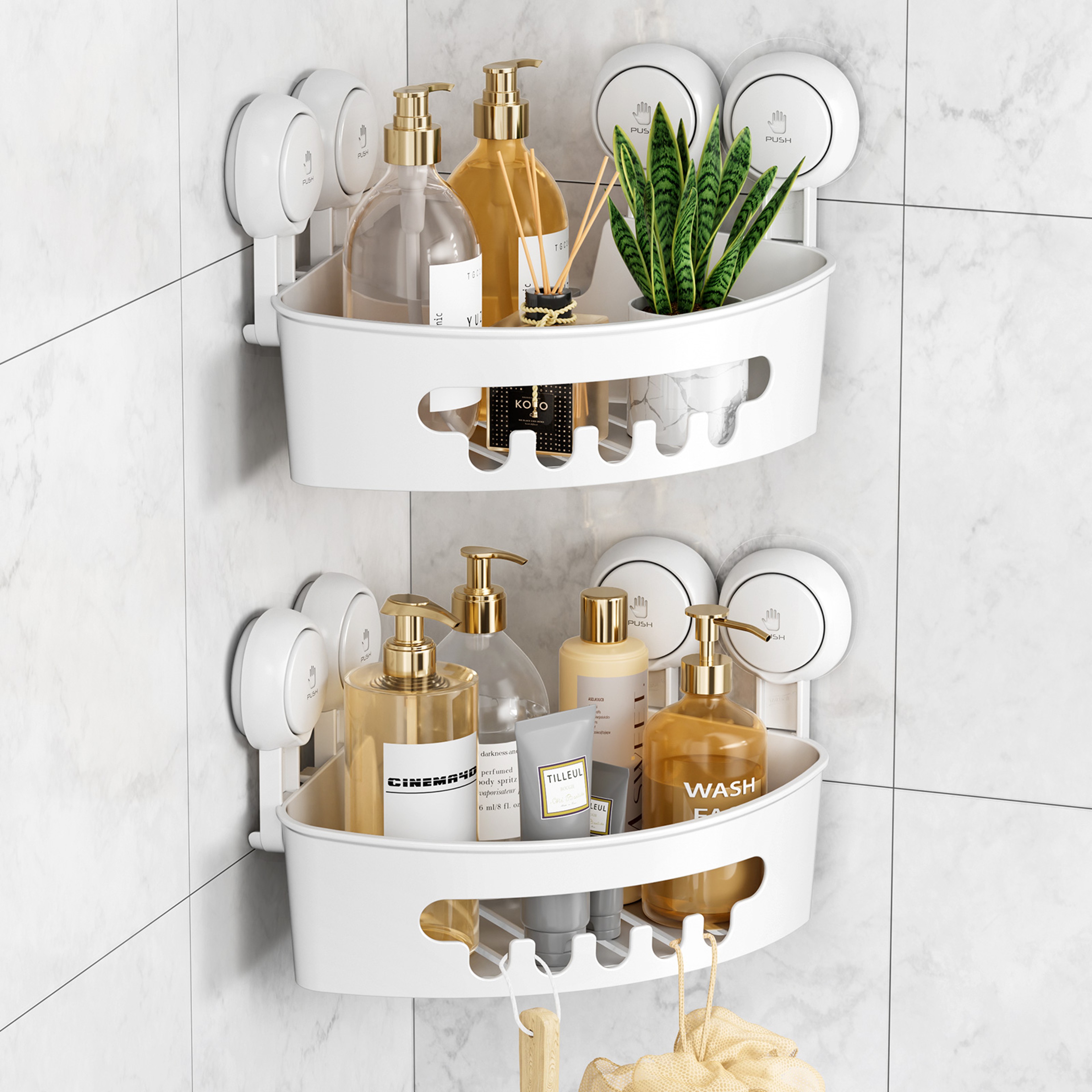 Corner Shower Rack No Drill Bathroom Organizer Wall Mounted Shelf 3