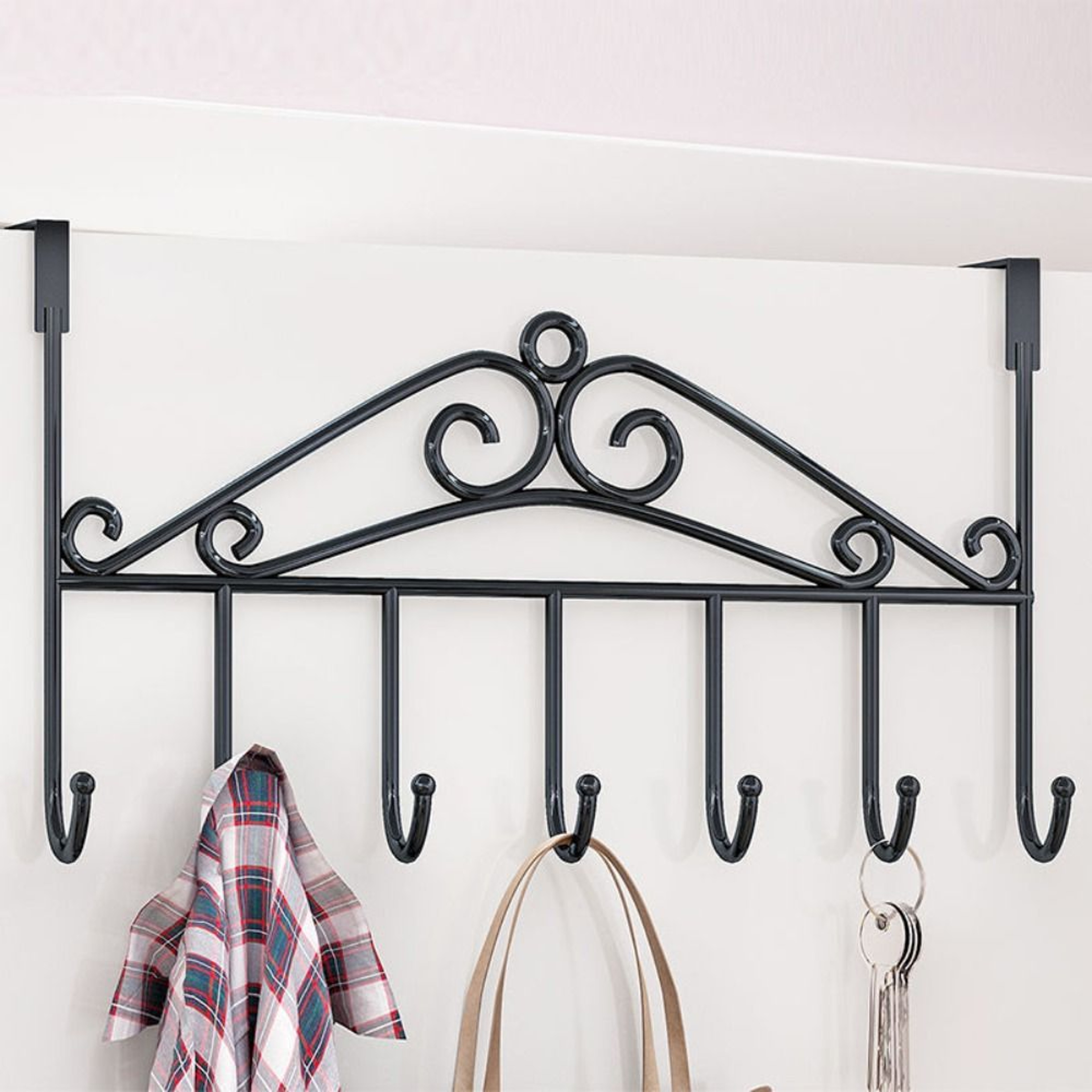 Hook Over Door Organizer Rack For Towels Clothes Hats And Bags 2