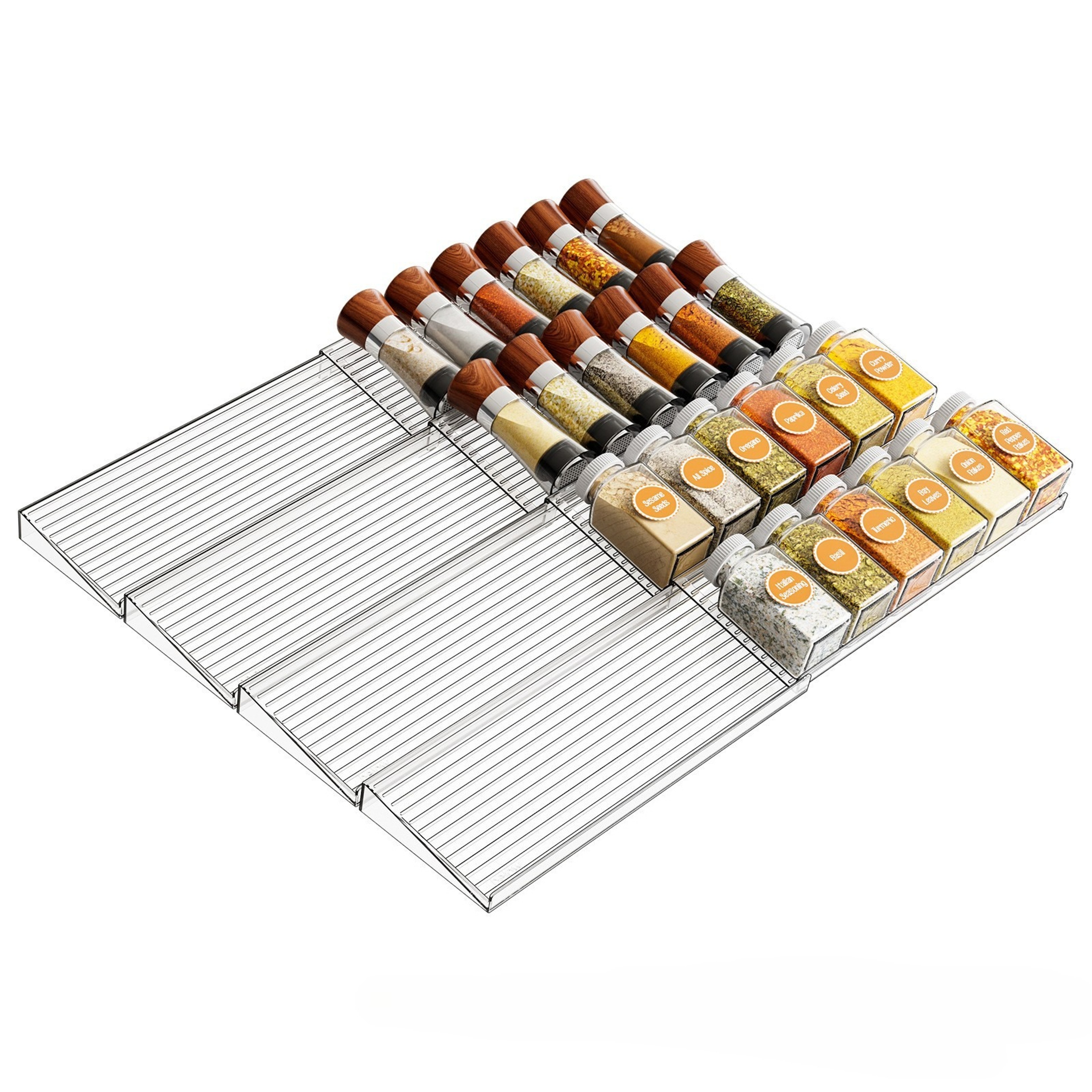 Adjustable Acrylic Spice Drawer Organizer Expandable Kitchen Cabinet Rack 0