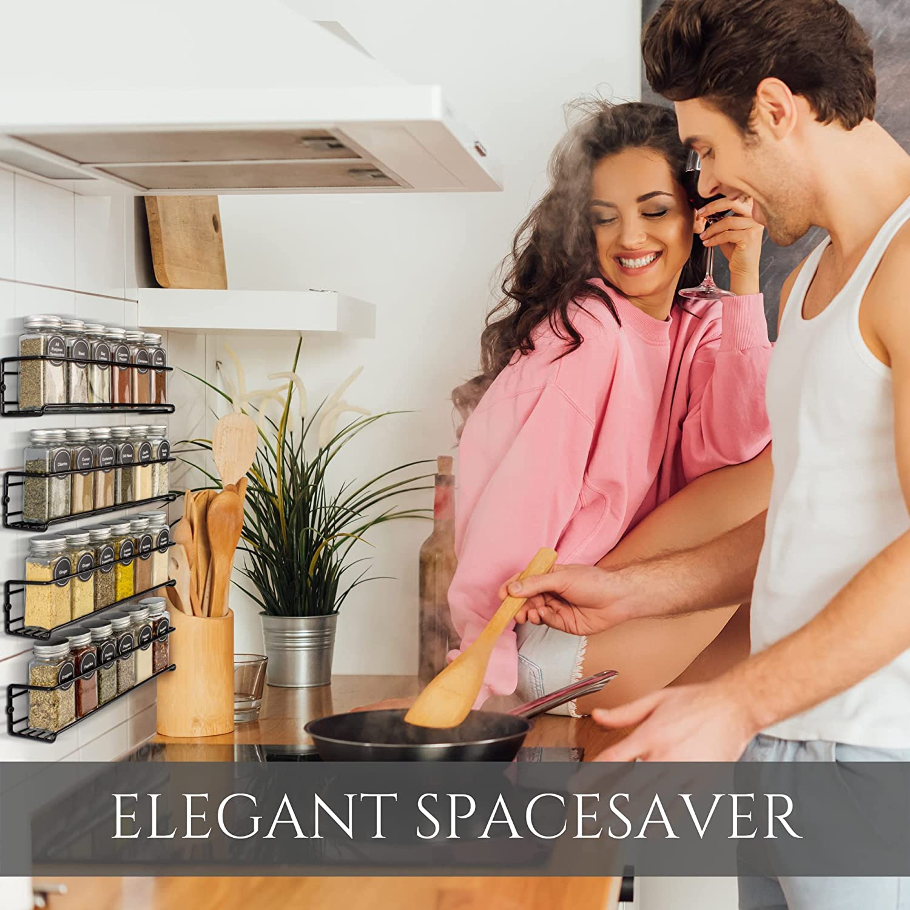 Wall Mount Spice Rack Organizer Space Saving Metal Kitchen Storage Shelf 1