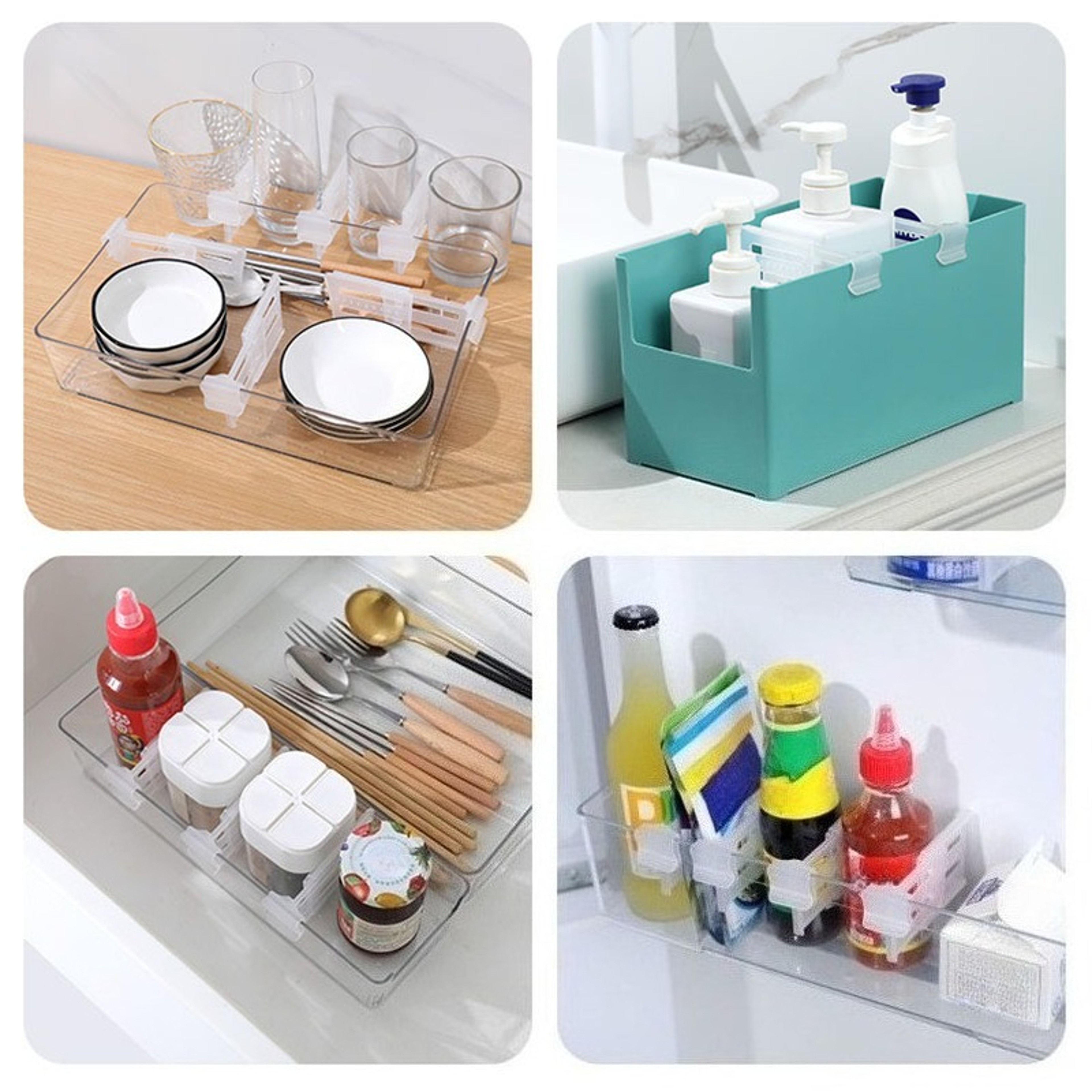 Adjustable Fridge Door Storage Organizer Clip Retractable Refrigerator Divider 4