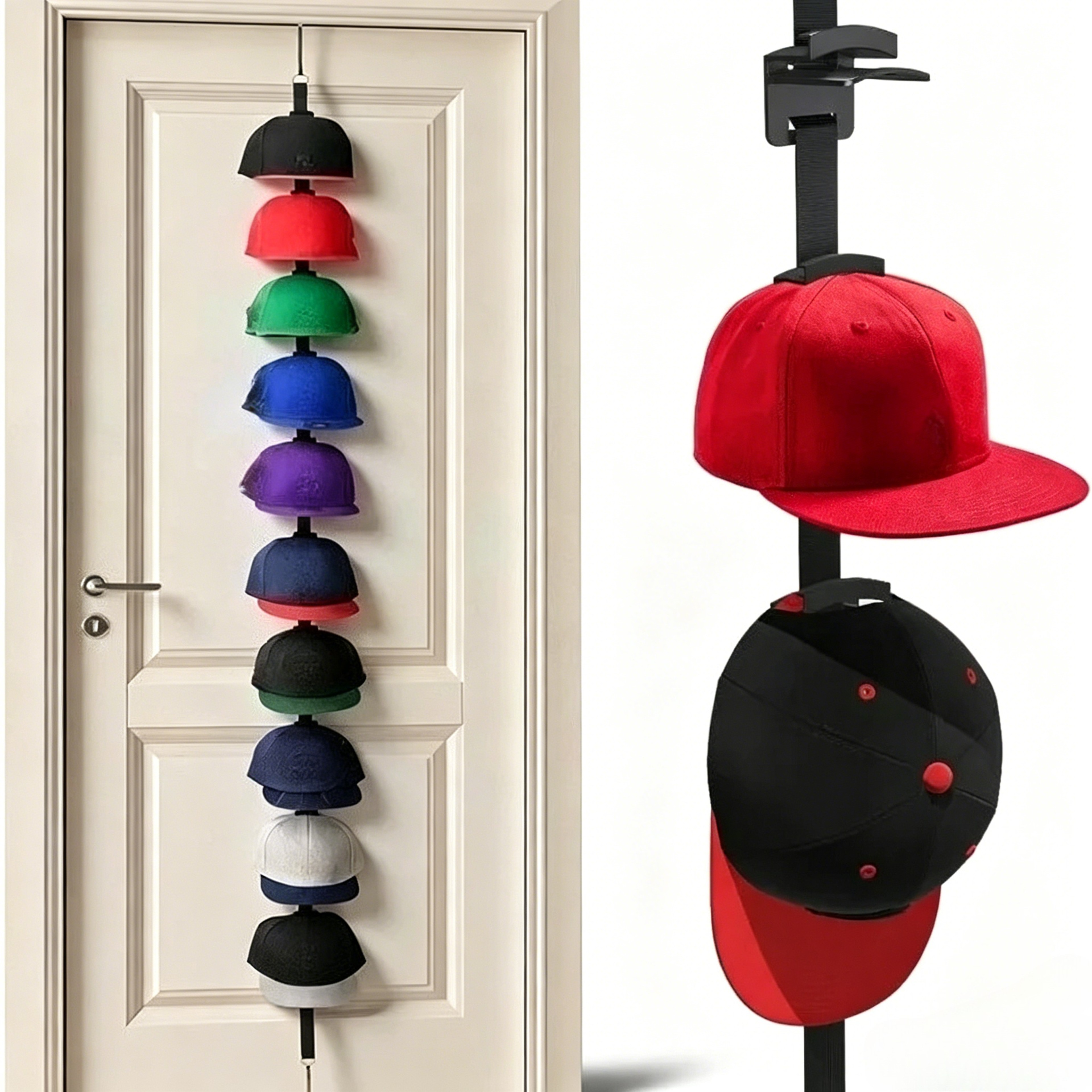 Over Door Baseball Cap Rack Hat Space Saving Hat Organizer For Closet Storage 0